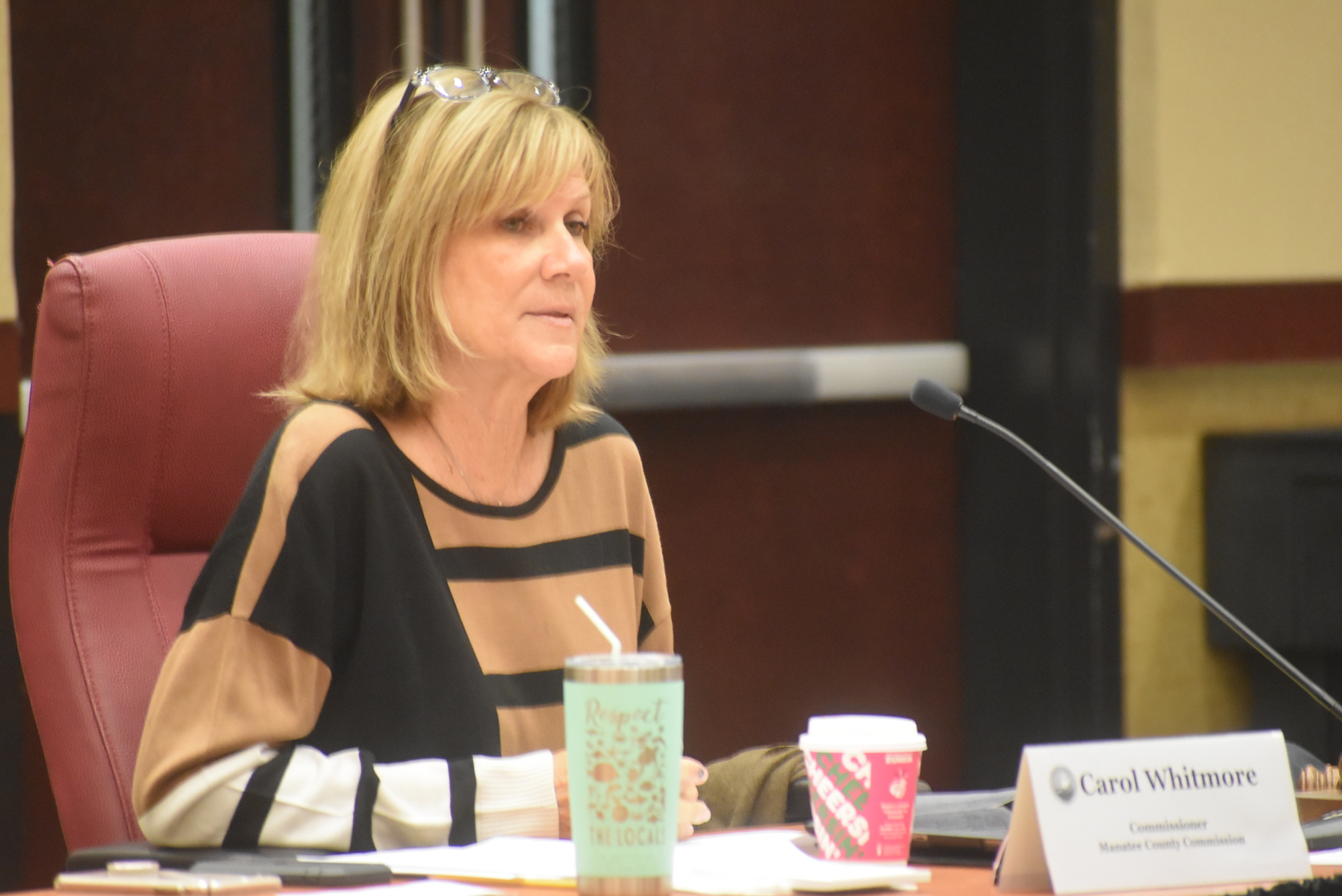 Manatee County commissioner Carol Whitmore, pictured at the Nov. 19 meeting where the status of Coryea's contract first came into question, hired a defense attorney after the Jan. 26 meeting.