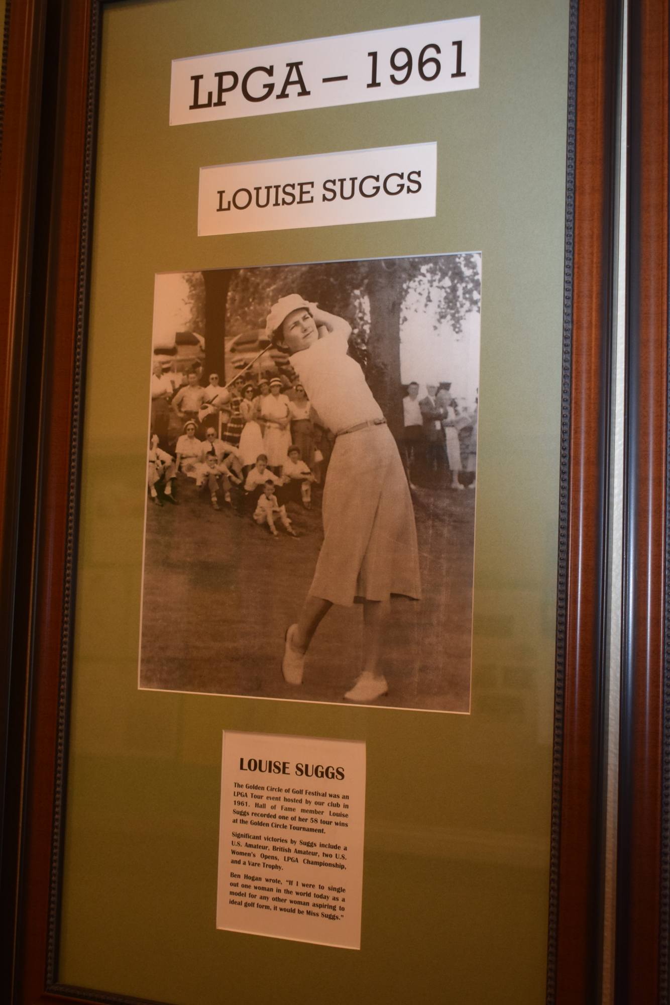 Plaques tell of the golfing legends who have competed at the course line Palm Aire Country Club.