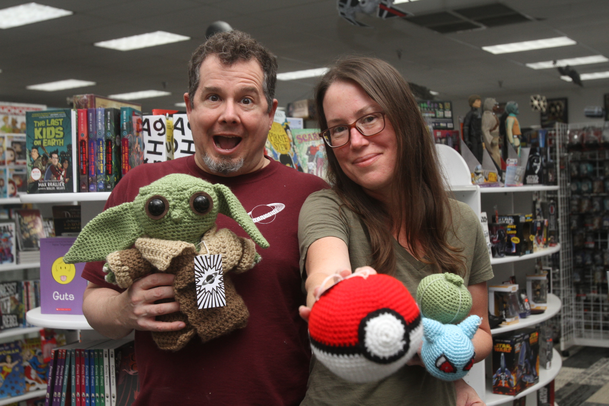 Brian Polizzi has started selling his wife's creation's at the Dark Side comic shop.