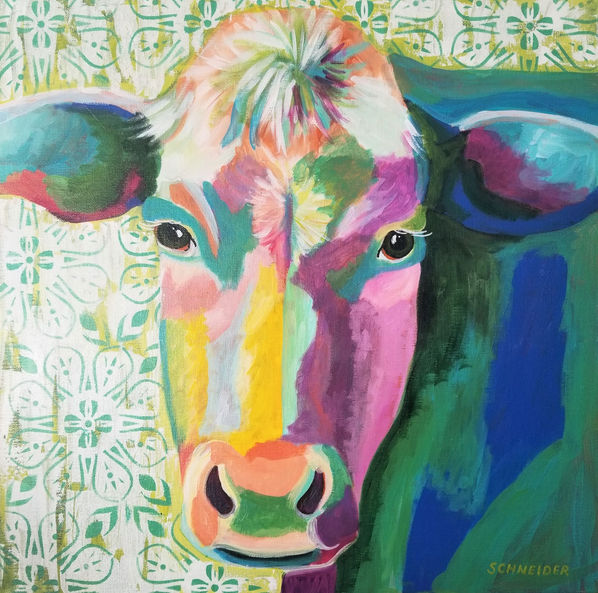 Jody Schneider said the most difficult part about painting Daisy the cow was figuring out the right colors to use. (Courtesy of Jody Schneider)