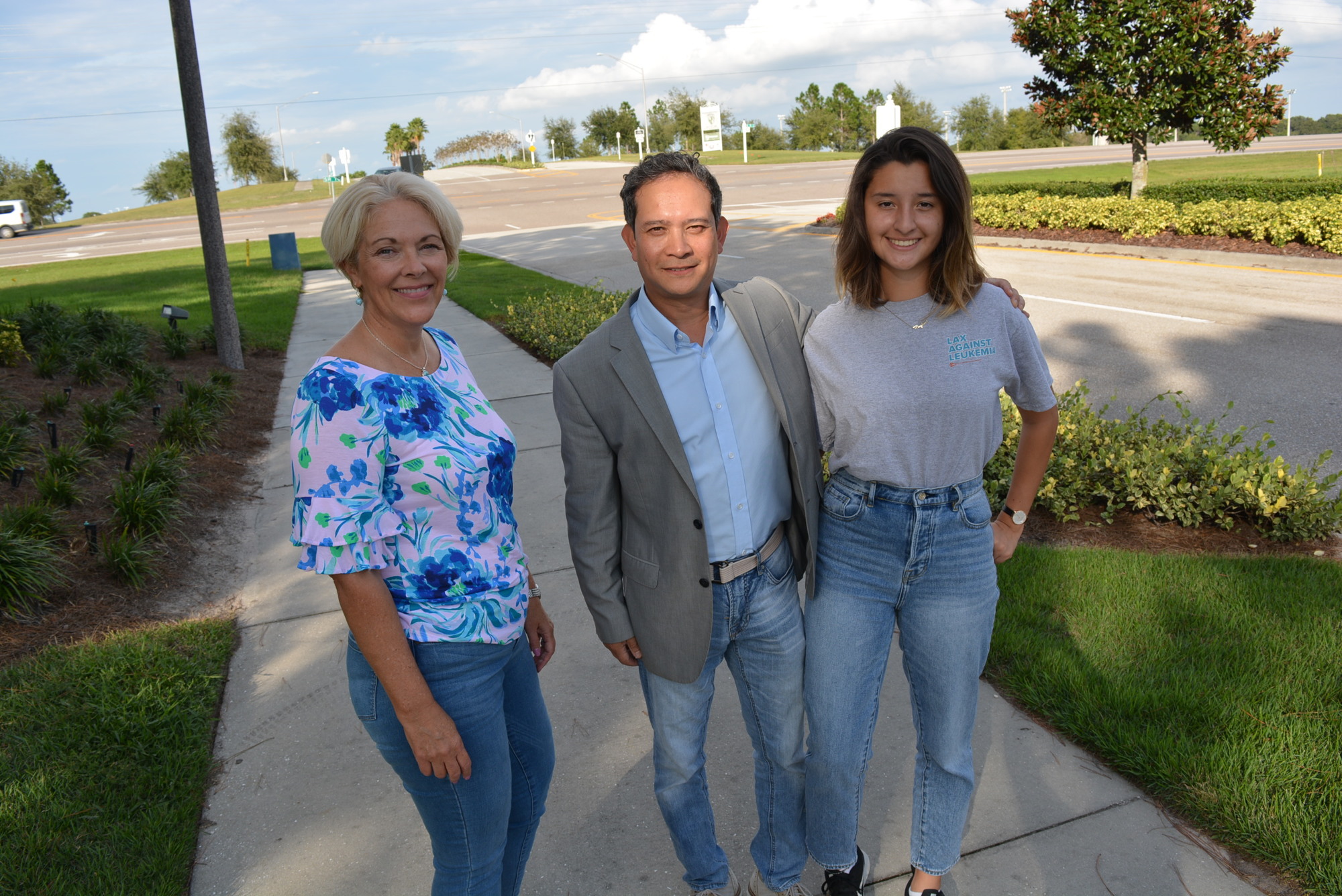 Lakewood Ranch residents Sandy Williams and Tony Llamas, with his daughter, Meghan Llamas, worry about safety at the intersection of Post/Greenbrook boulevards at State Road 70. File photo.