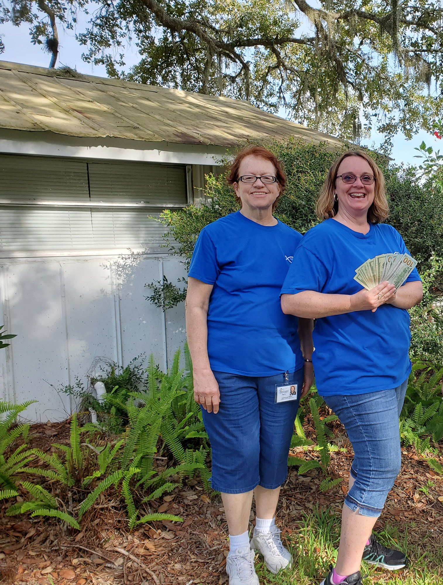 Pat Christenson and Tammy Parks received $2,450 on behalf of the Loaves and Fishes Ministry at Myakka City's Bethany Baptist Church. The money was donated by Giving Back 941, Inc. (Courtesy of Holley Dekmar)