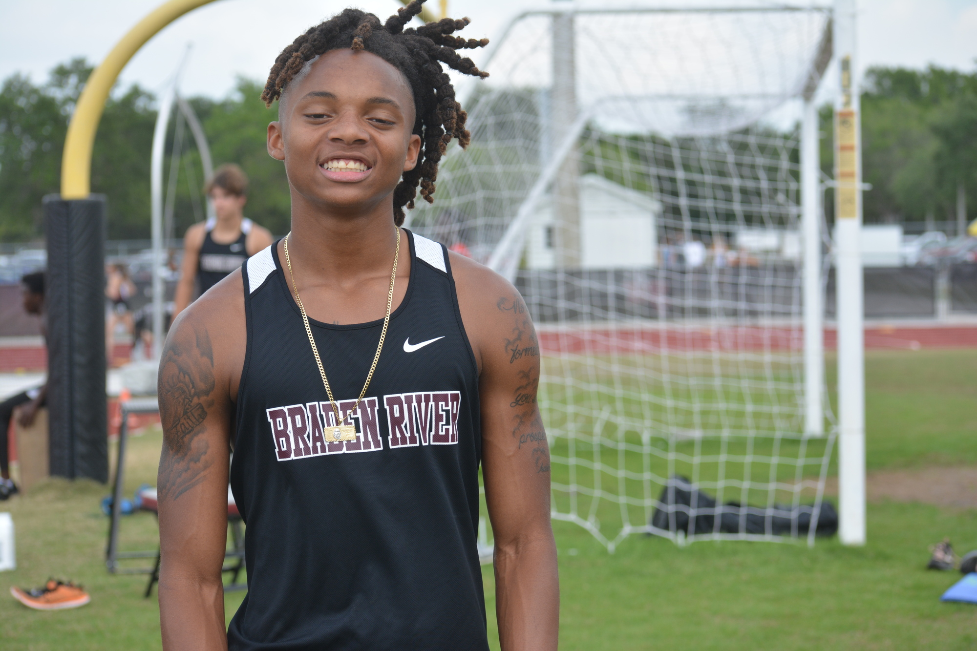 Josh Thomas is Braden River's record holder in the 100-meter (10.52) and 200-meter (21.66) dashes at the Braden River Invitational.