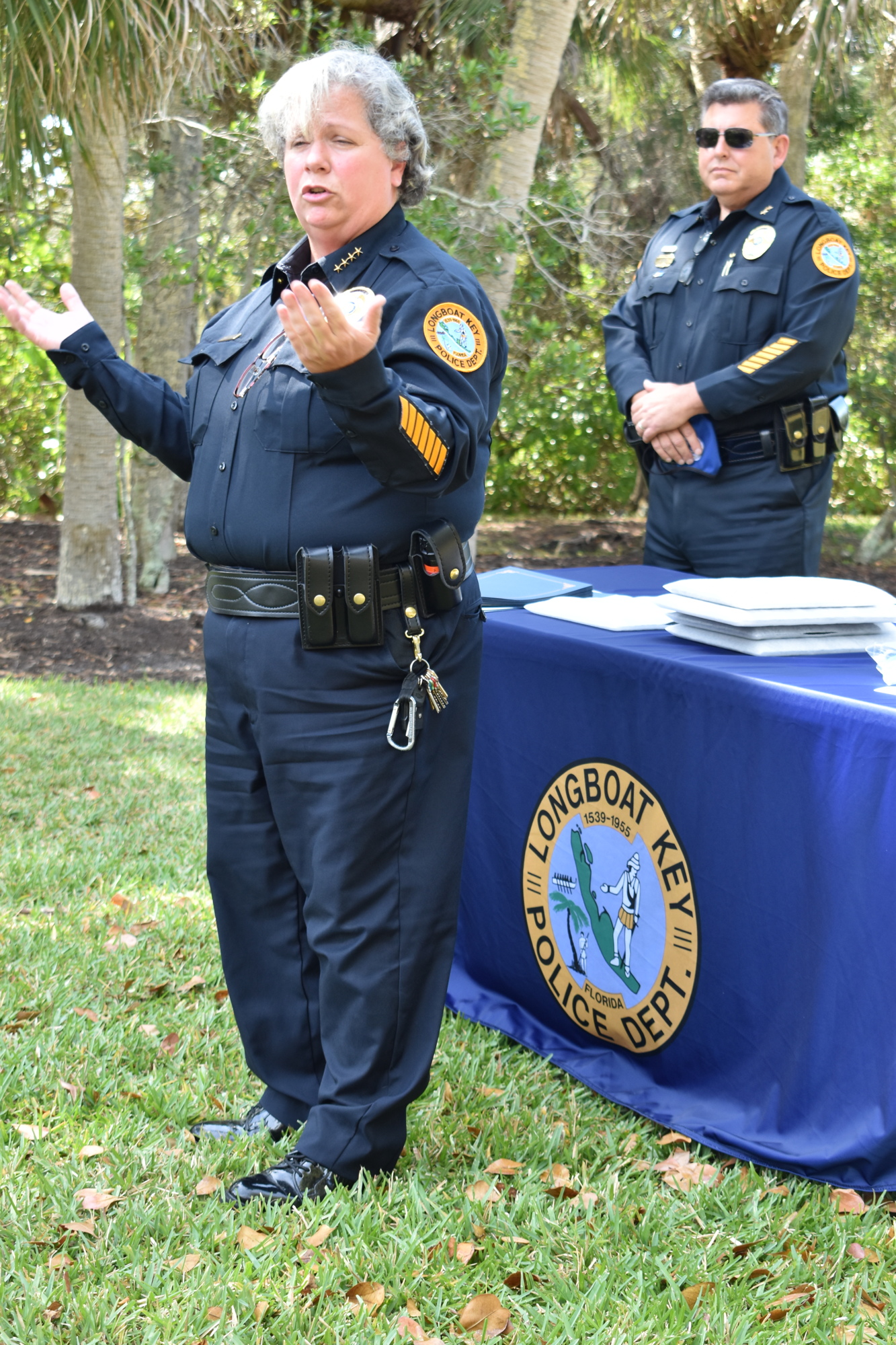 Police Chief Kelli Smith and Deputy Chief Frank Rubino attended a March awards ceremony for the Longboat Key Police Department.