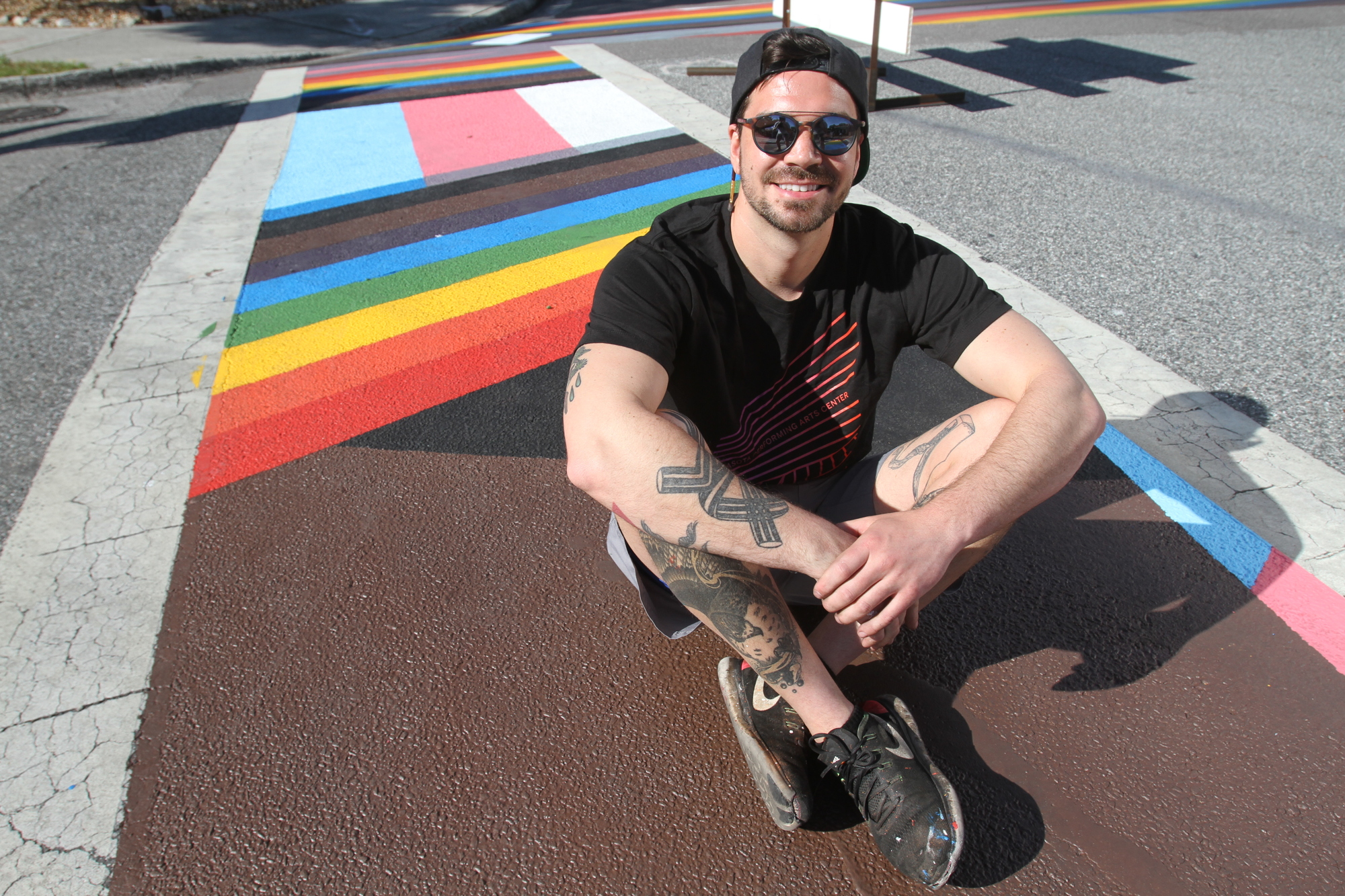 Joey Salamon worked a week with more than 20 volunteers to paint the mural.