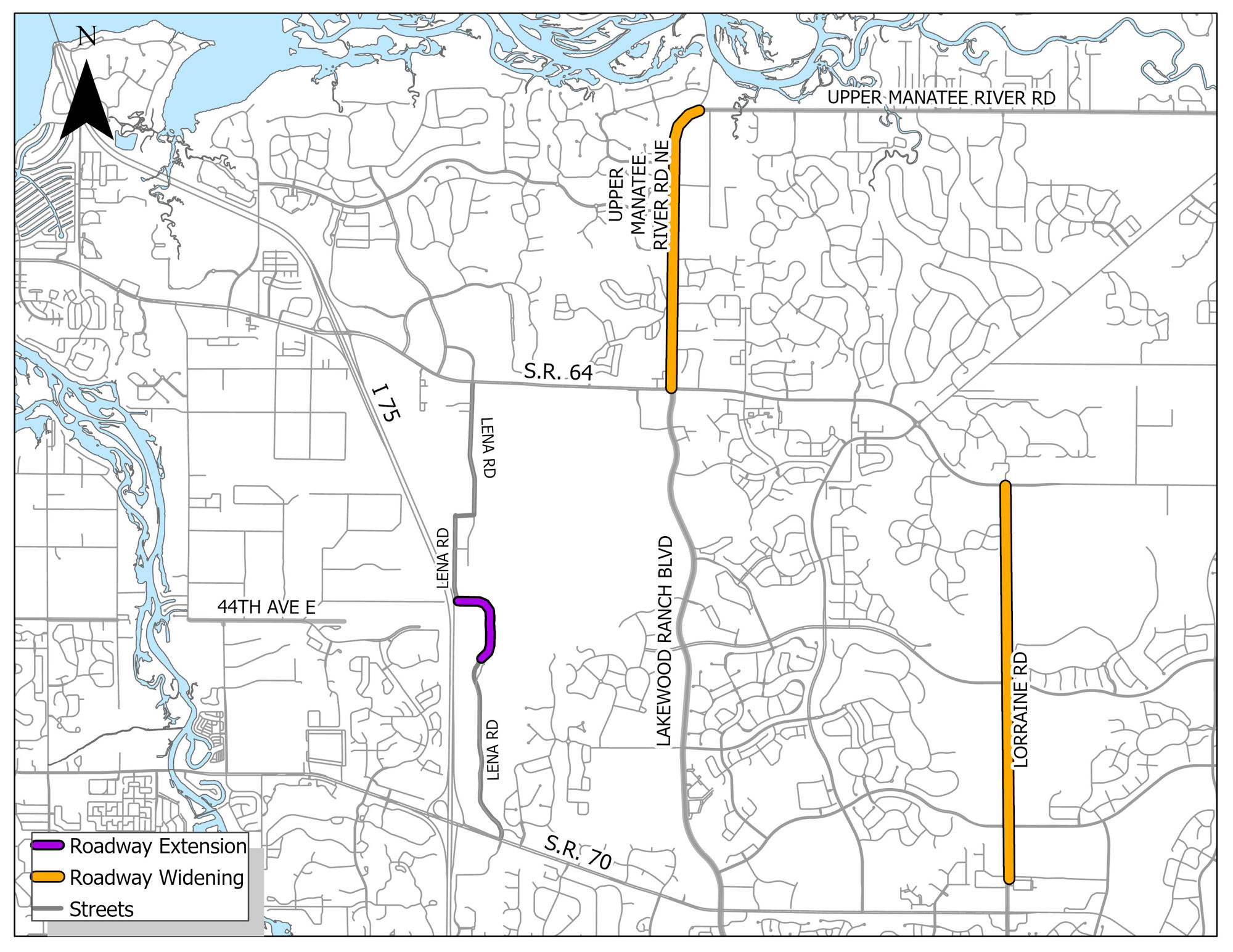 Manatee County commissioners prioritize three East County road projects that weren't previously on the county's five-year plan: widening for Lorraine Road and Upper Manatee River Road and extension for Lena Road.