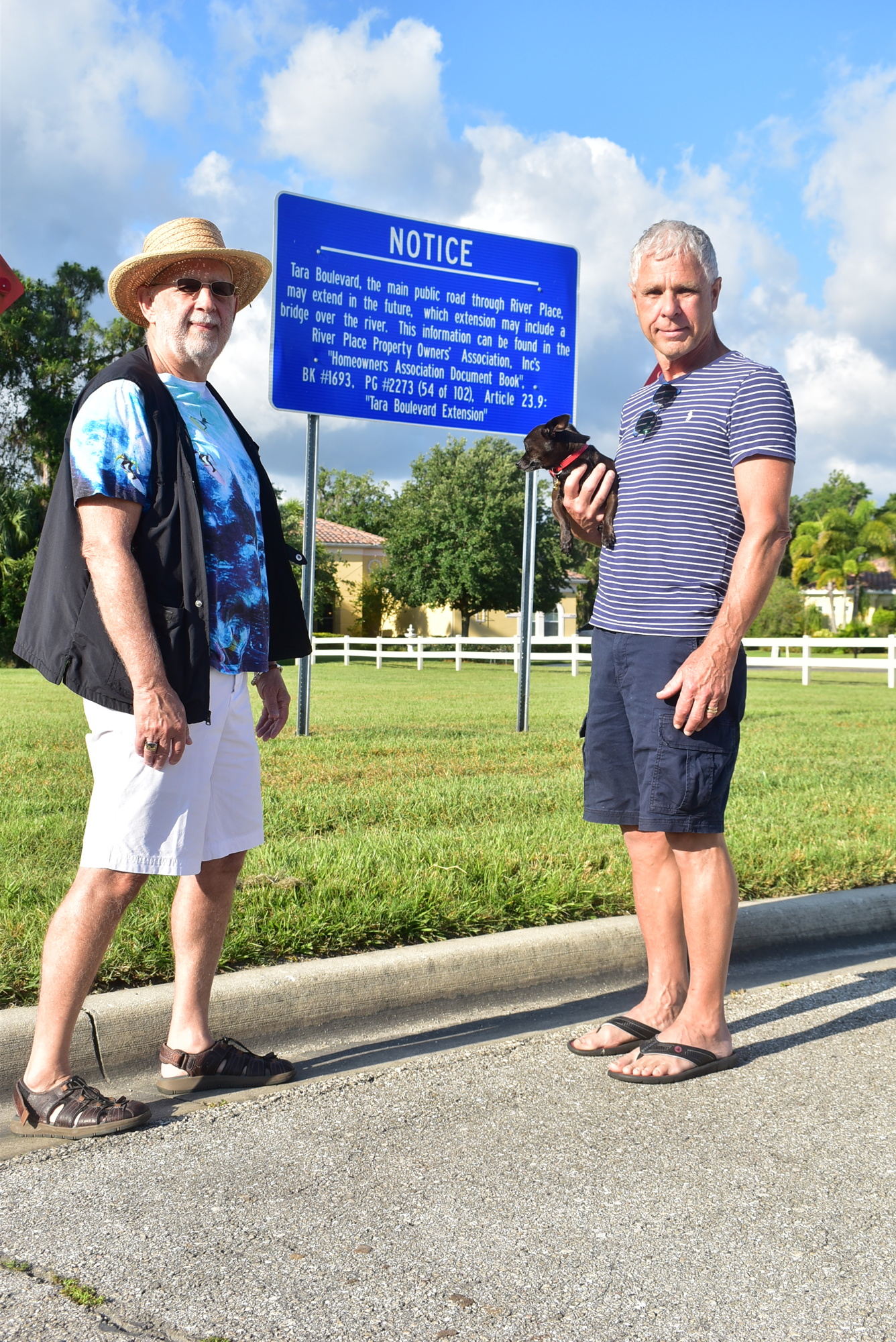 Tara Preserve residents Stan Barr and Bob Saunders were opposed to the Tara Bridge project. Saunders said he would like to see the land used for a park.