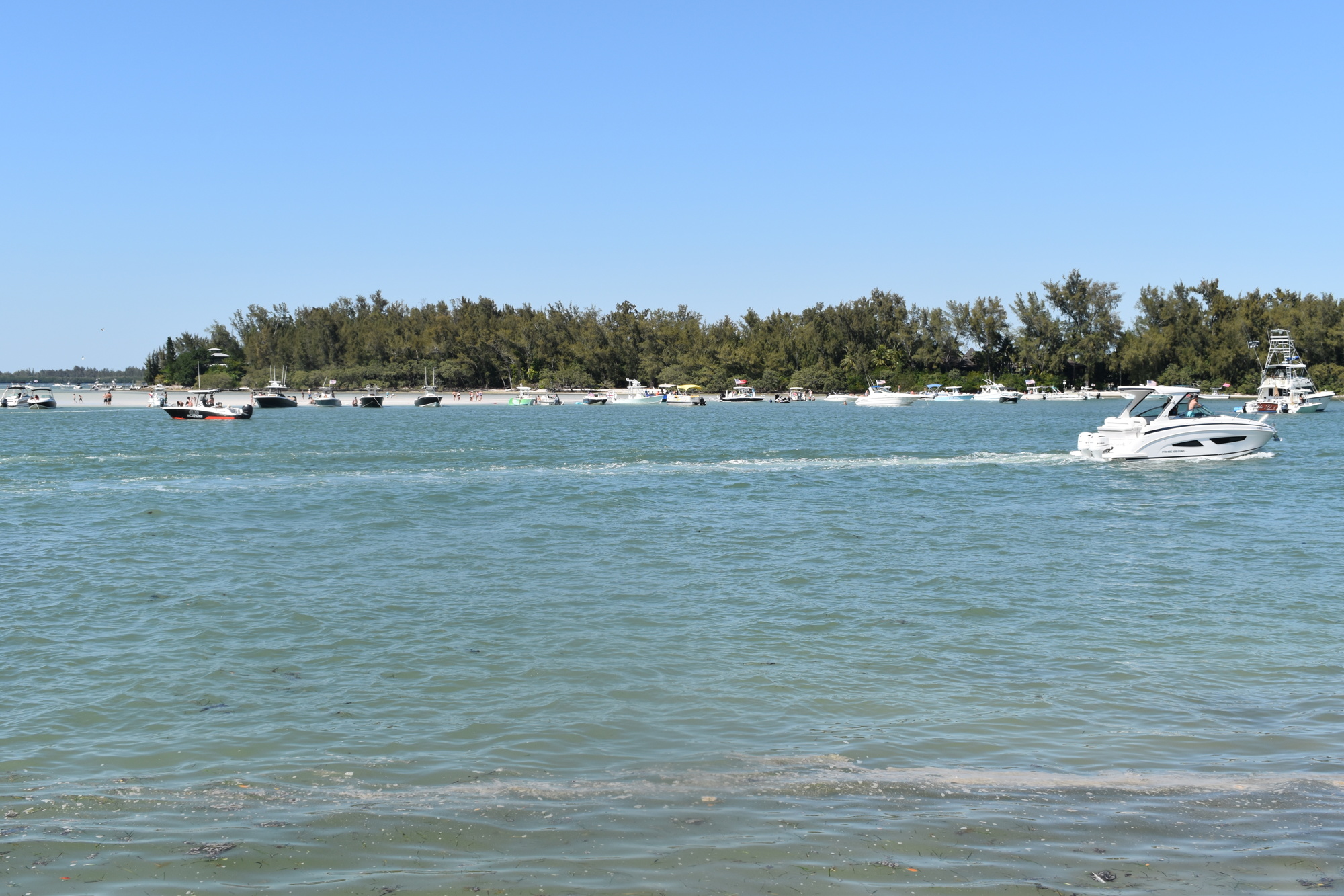 Boaters moored near Jewfish Key on Saturday afternoon.