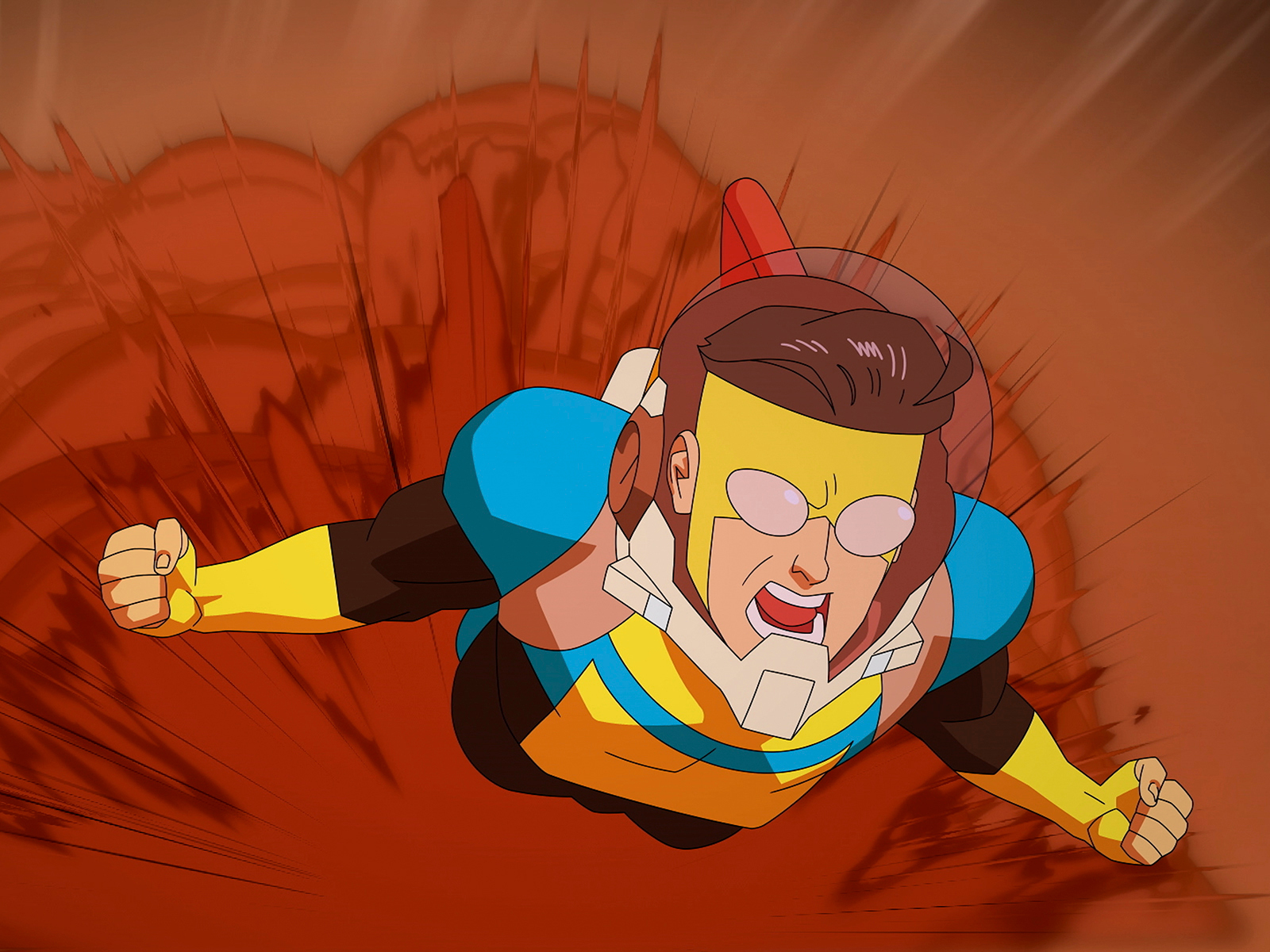 Mark Grayson aka Invincible is voiced by Steven Yeun. Photo source: Prime Video.