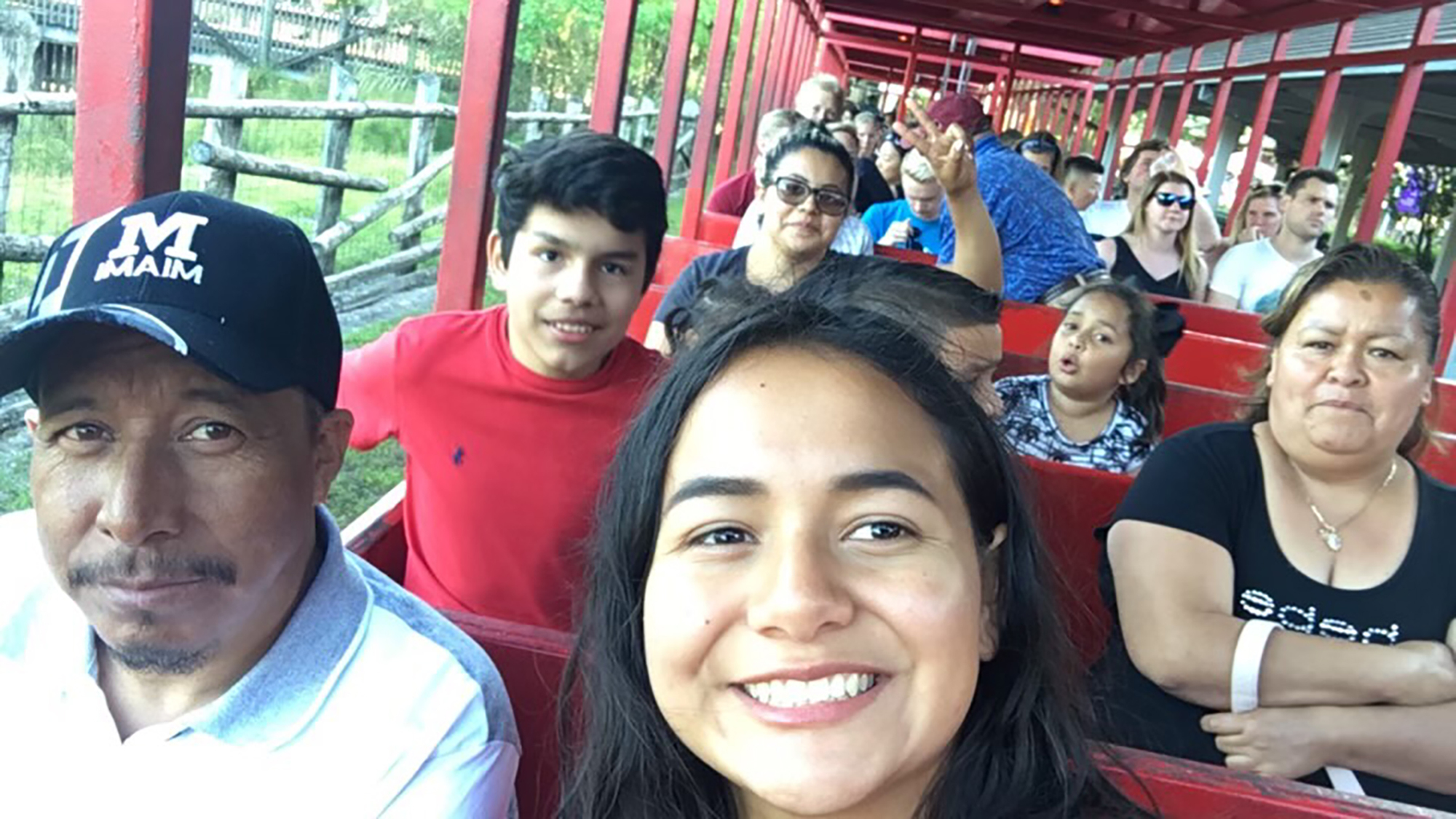 Alejandro Campos, who died in February, spent some happy moments with his daughter, Jennifer Campos, at Busch Gardens in 2019. Courtesy photo