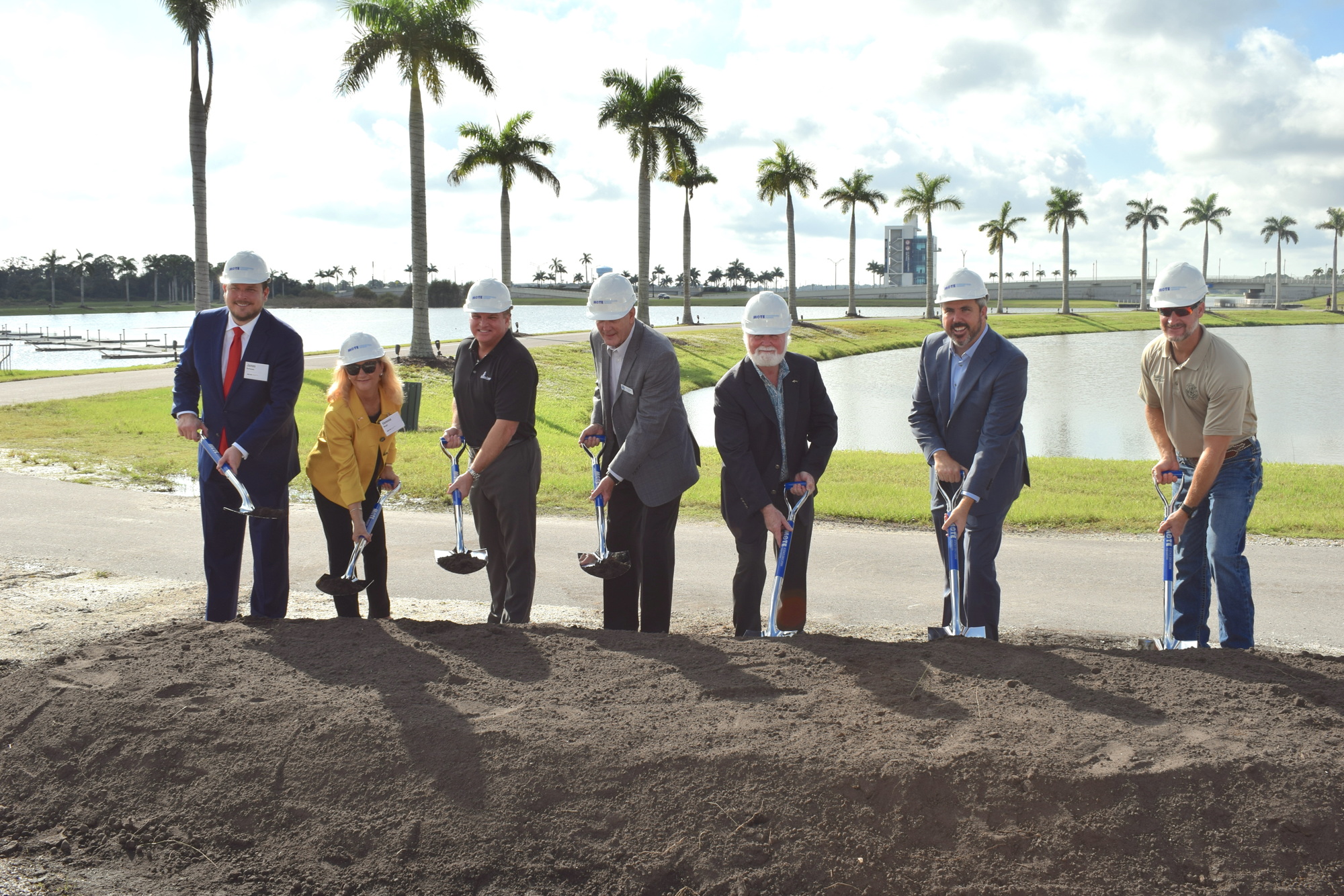 Mote leaders joined local and state officials to celebrate the groundbreaking of the aquarium project in November. To date, work on the site has focused preliminary improvements such as construction of a parking lot.