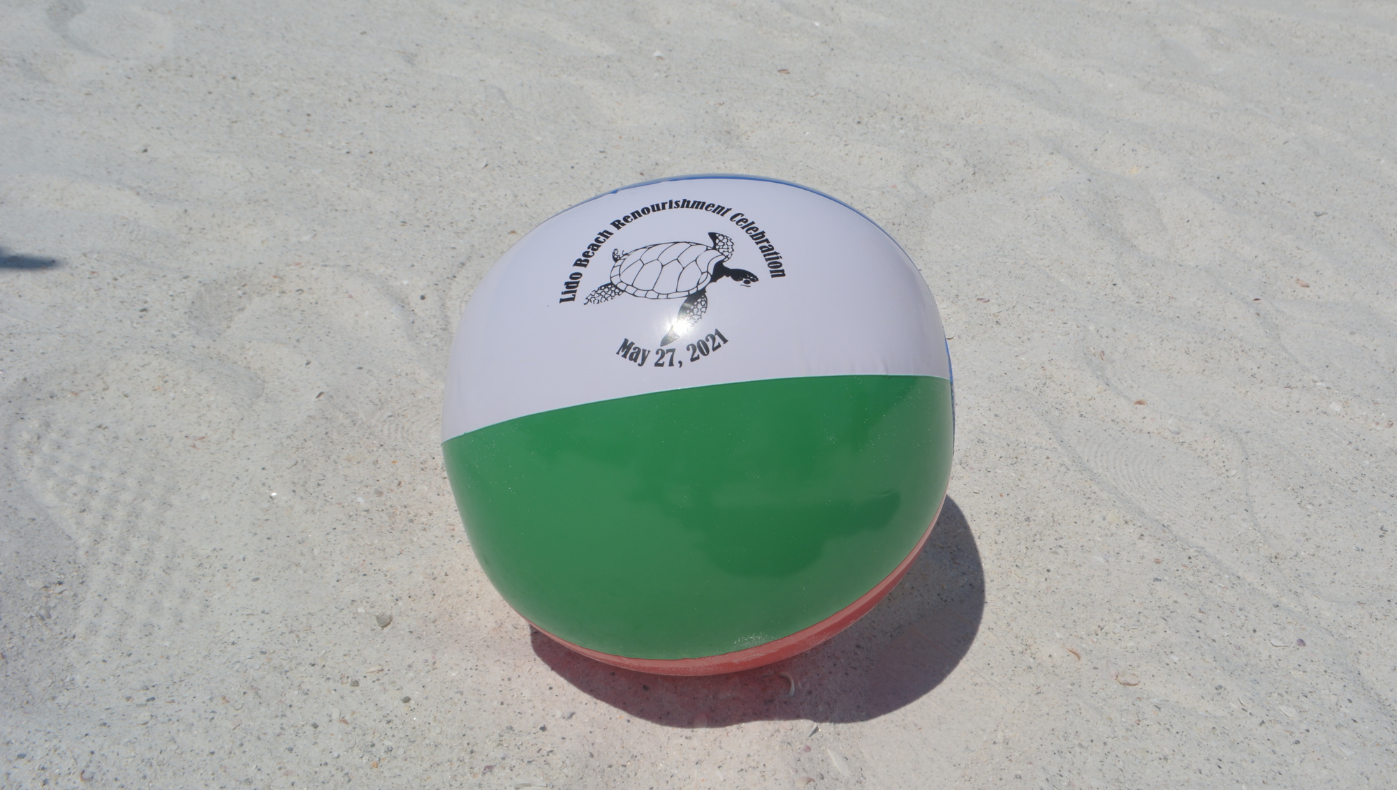 The city had branded beach balls on hand for the event.