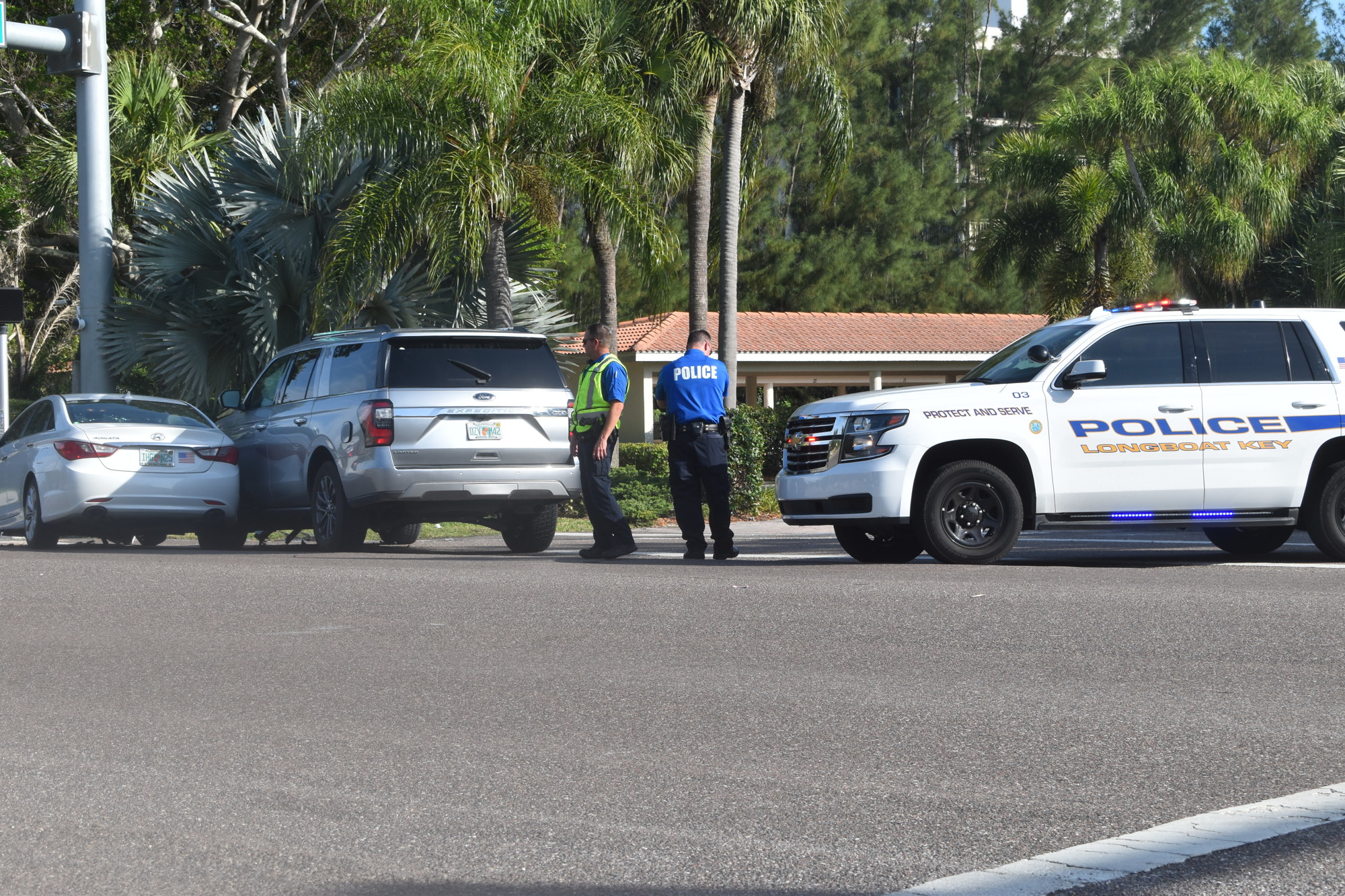Longboat Key police helped direct traffic on Gulf of Mexico Drive near Bay Isles Parkway.
