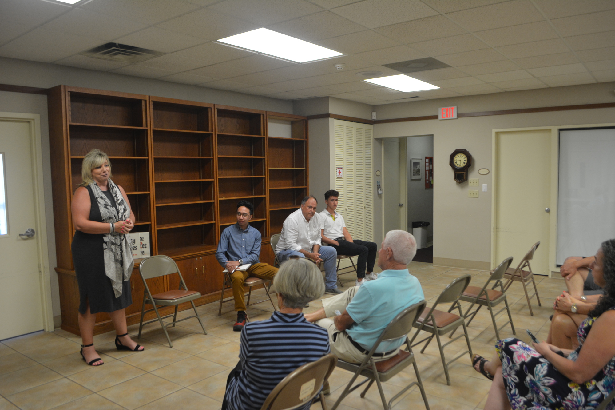 Jen Horvat discusses a proposal to place a carousel at St. Armands Circle Park during a community meeting on Tuesday, June 9.