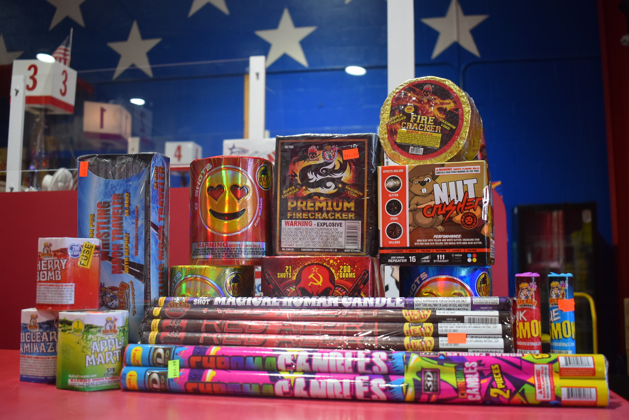 This combination of mortar shells and finale pieces would cost about $100, according to Sky King Fireworks Managing Partner Dustin Luer.