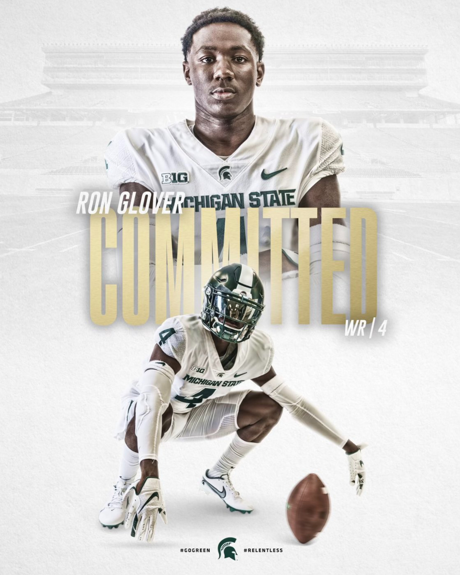 Jaron Glover shared this graphic on Twitter to announce his commitment to Michigan State.