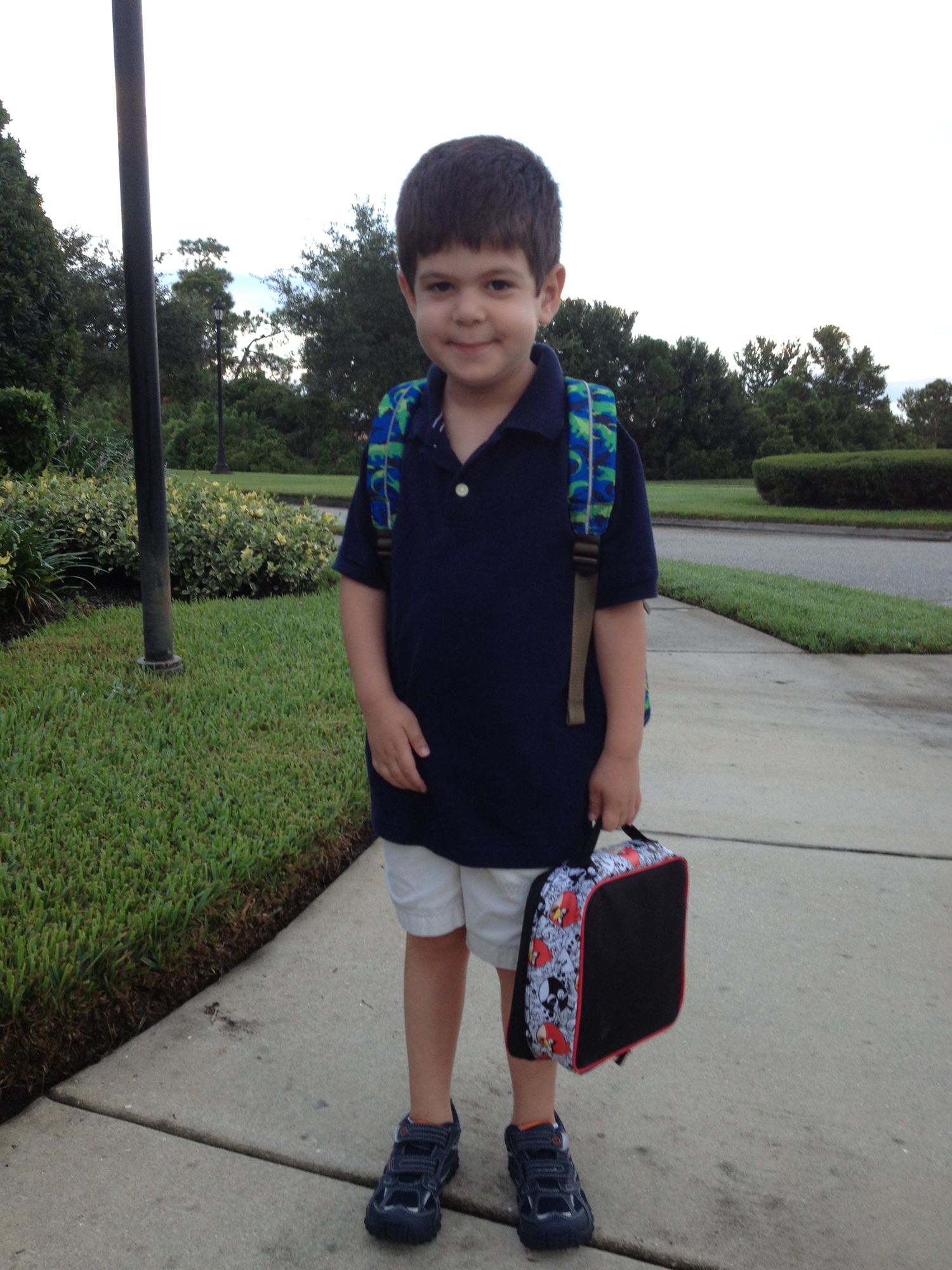 Aaron before his first bus ride to school in August 2013.