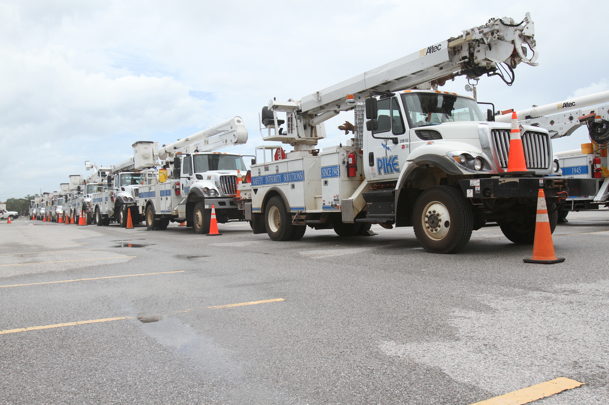 Power crews staging at the Sarasota Fairgrounds were ready to roll.