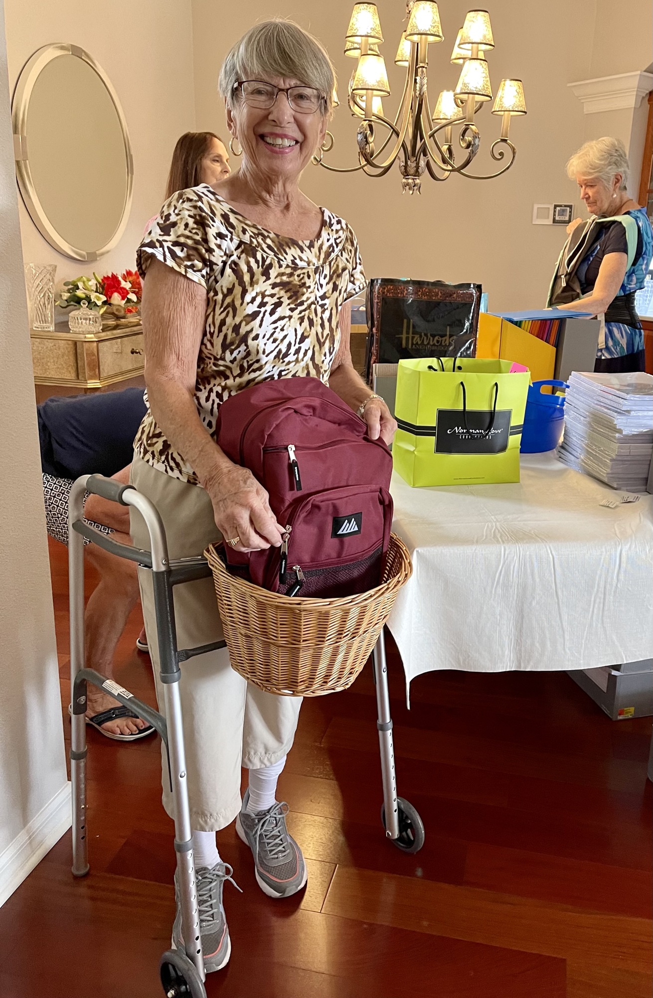 Lakewood Ranch's Dianne Emmermann insists on helping with stuffing backpacks even after having knee surgery. Courtesy photo.