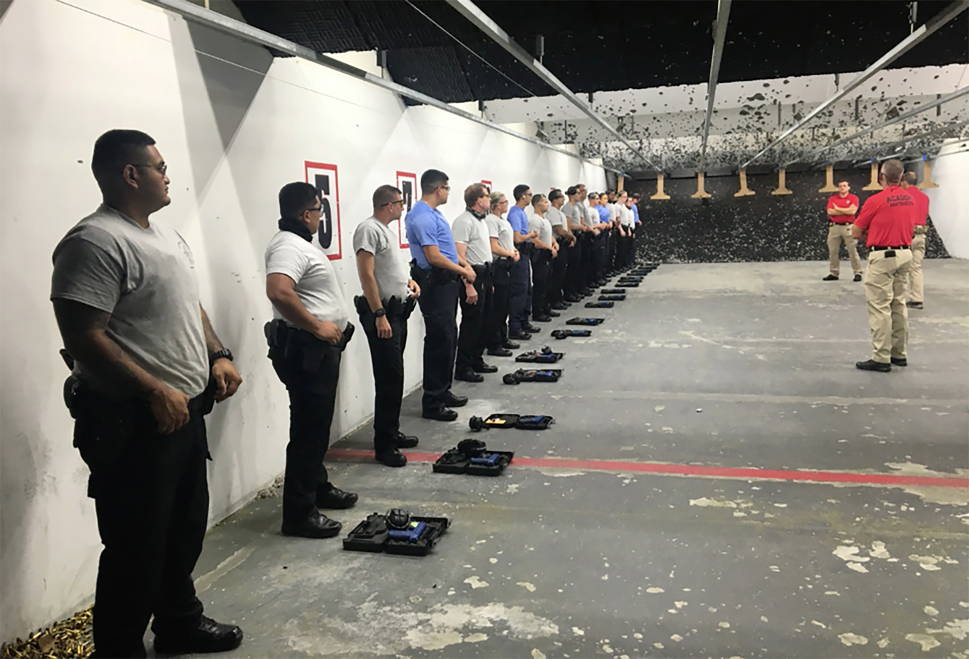 Manatee Technical College Law Enforcement Academy recruits begin firearms training at an indoor facility. Recruits soon will have a new firing range and driving course for training in Myakka City. Courtesy photo.