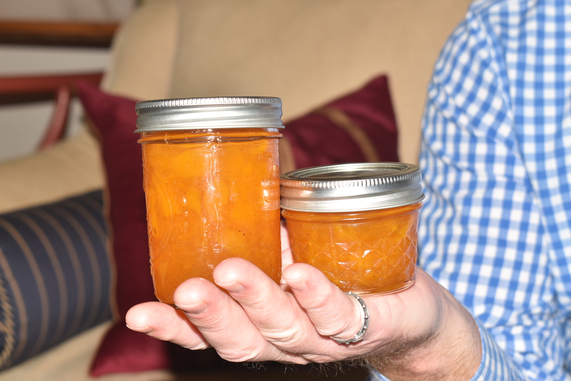 Patterson said he's happy with how his mango preserves turned out and that the fruit is a beautiful color when cooked.