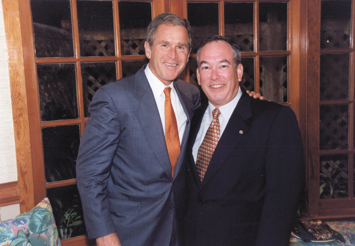President George W. Bush with Sarasota's Tramm Hudson at the Colony Beach & Tennis Resort. 