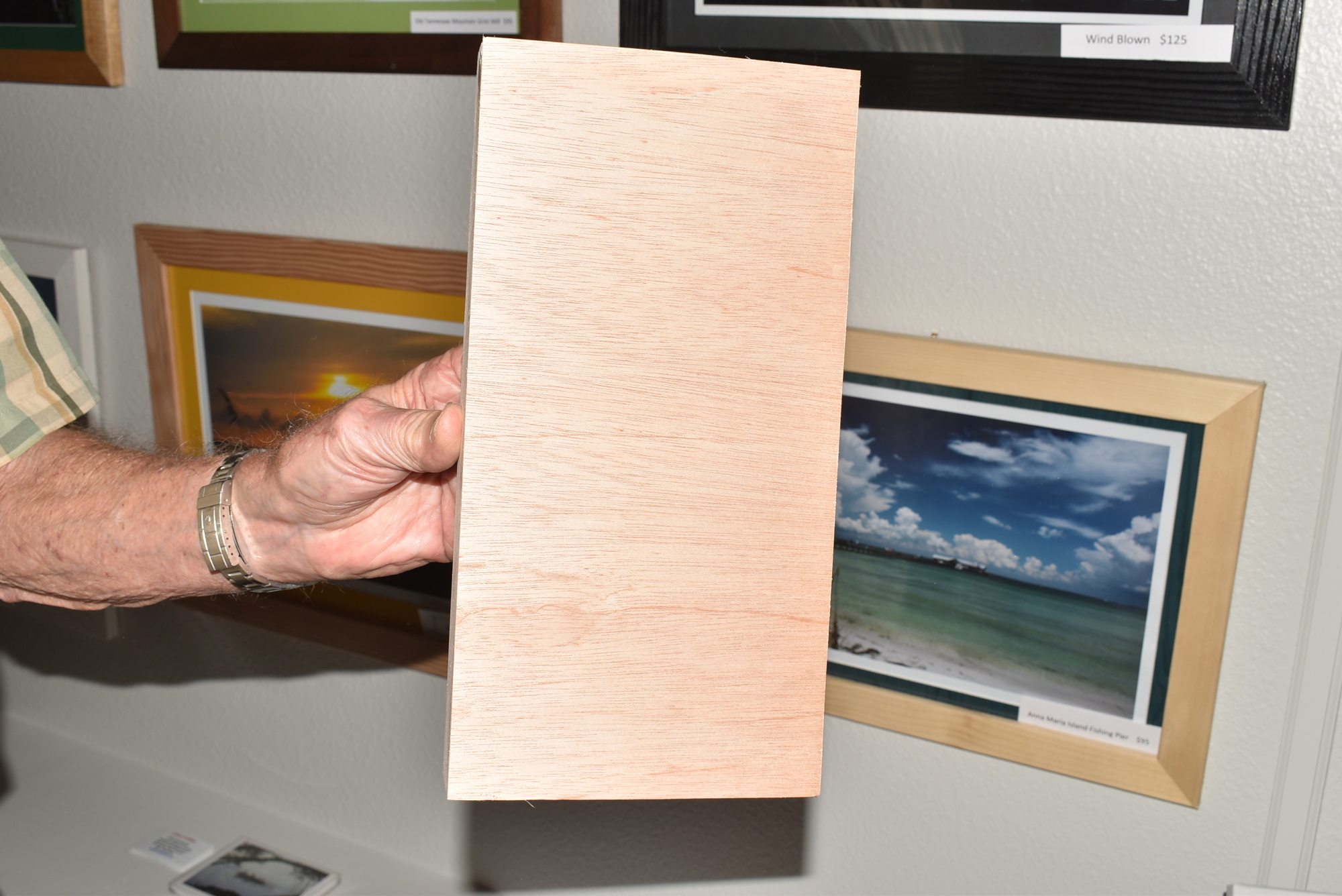 Chris Collins also makes wooden box frames for his fellow Holmes Beach gallery artists.