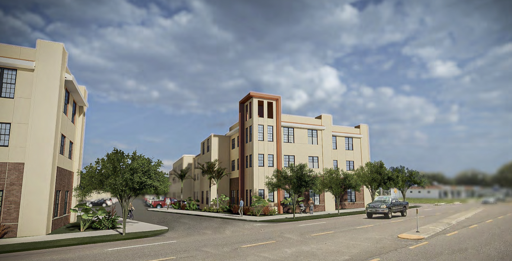 Blue Sky Communities provided two different conceptual renderings showing their plans for an affordable housing project at 4644 N. Tamiami Trail. Rendering via Sarasota County
