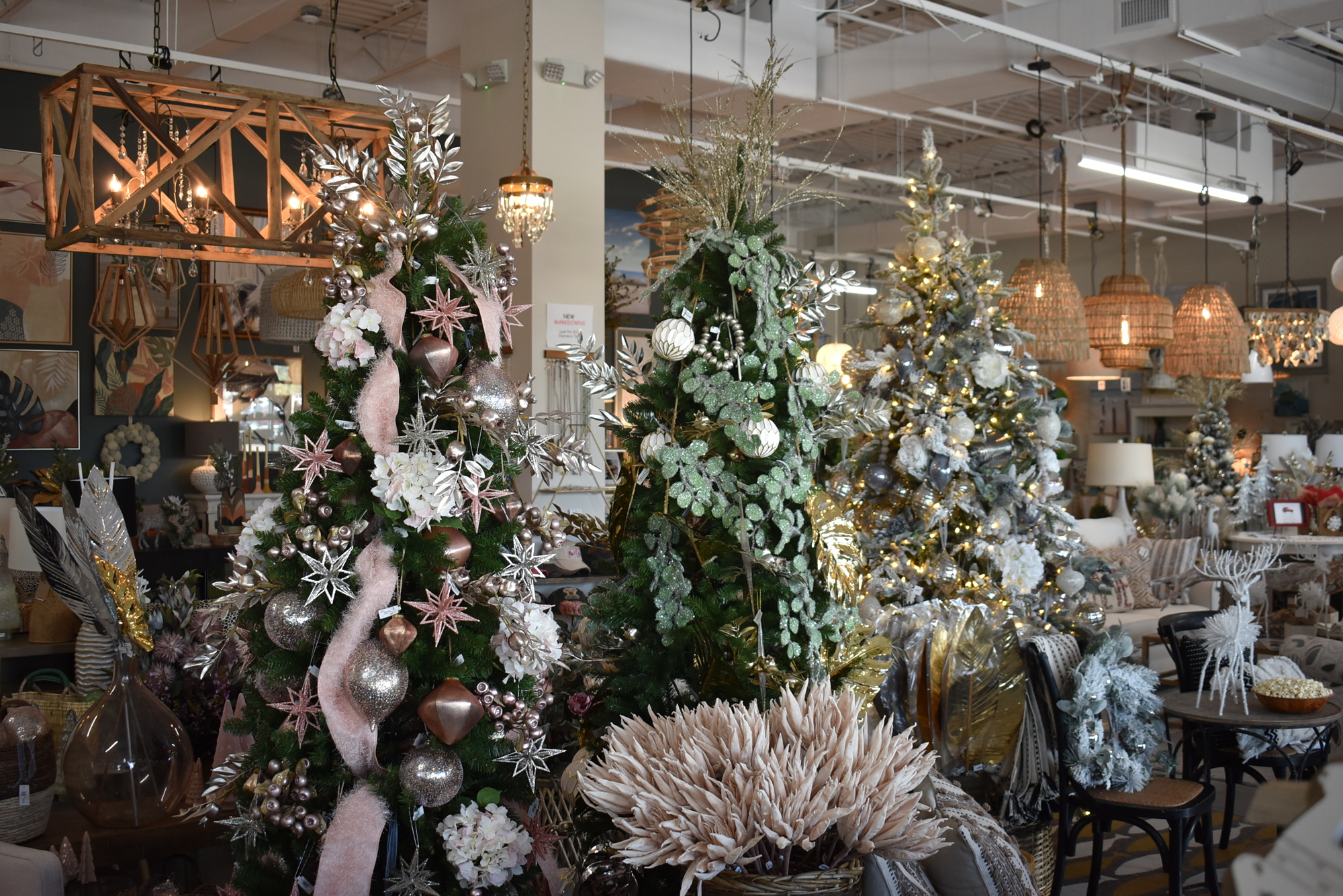 Christmas trees and more decorations are prominently on display on the main sales floor in Haus-Envy.