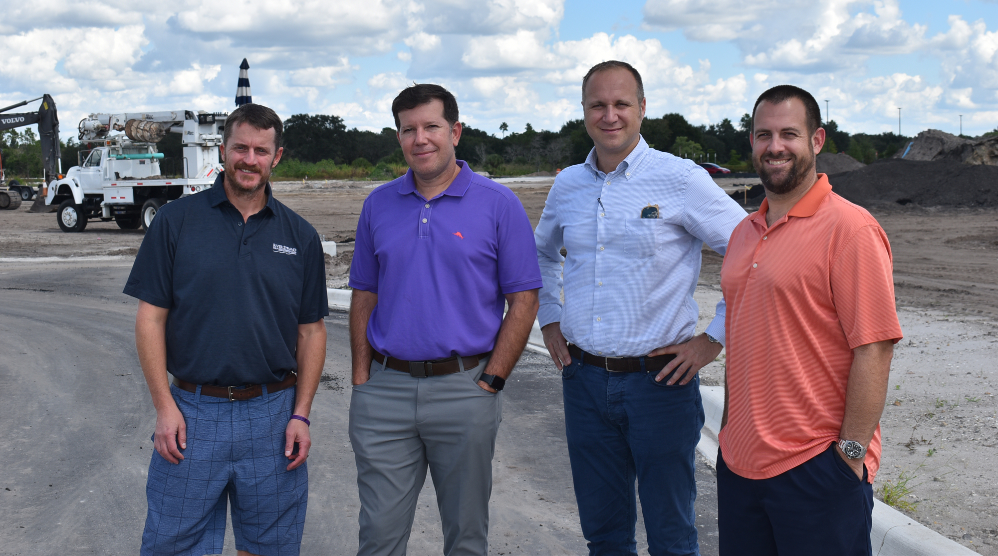 CASTO's Michael Chadwick, Bjorn Svenson, Max Rastrelli and Dan Moyer stand at the roundabout that will be located in the heart of the new Center Point of Lakewood Ranch. Vertical construction is set to get underway next month.