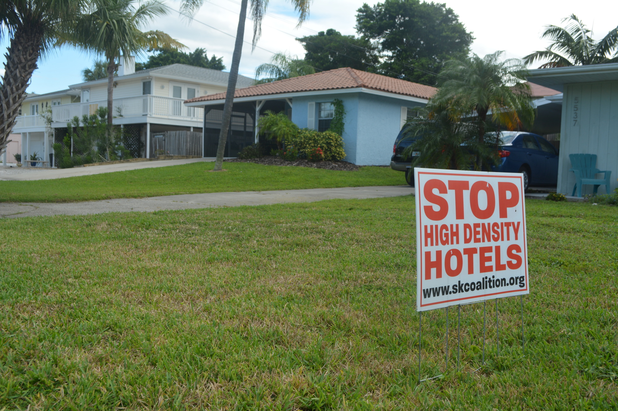 Some yards on Siesta Key bear signs the Siesta Key Coalition produced, advertising residents' opposition to a series of hotel proposals on the island.
