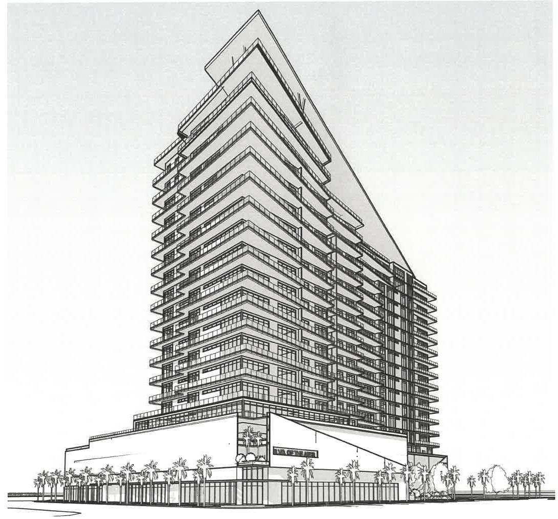 The latest proposal for the Quay Sarasota project is an 18-story building with 134 residences and 8,000 square feet of ground-level retail. Image via city of Sarasota.