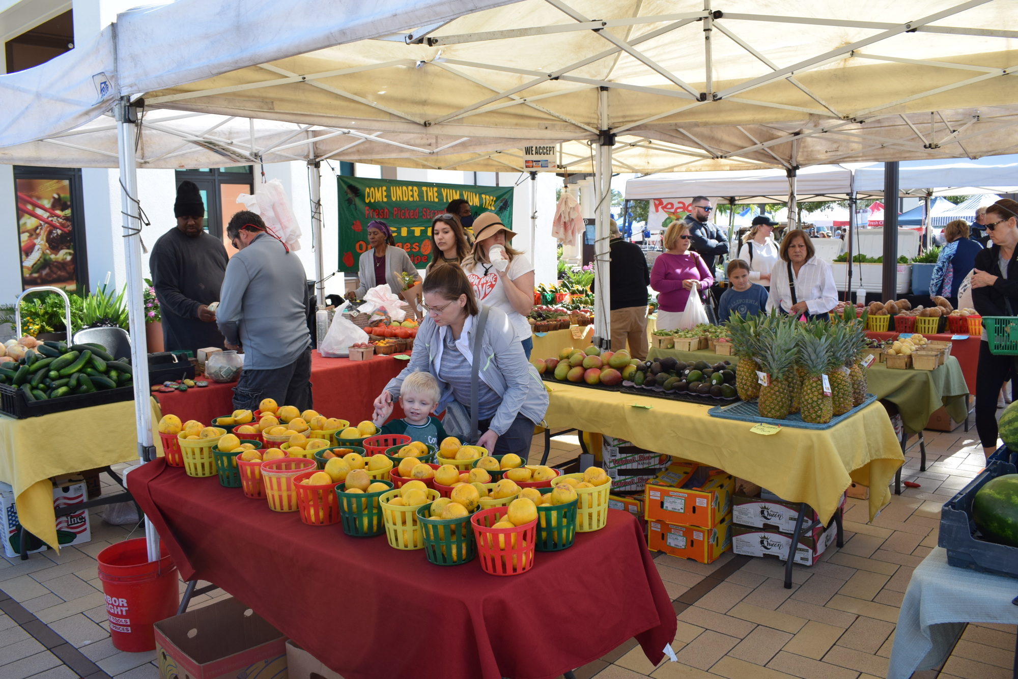 Shoppers check out the produce at the Market at Lakewood Ranch, now at Waterside Place.