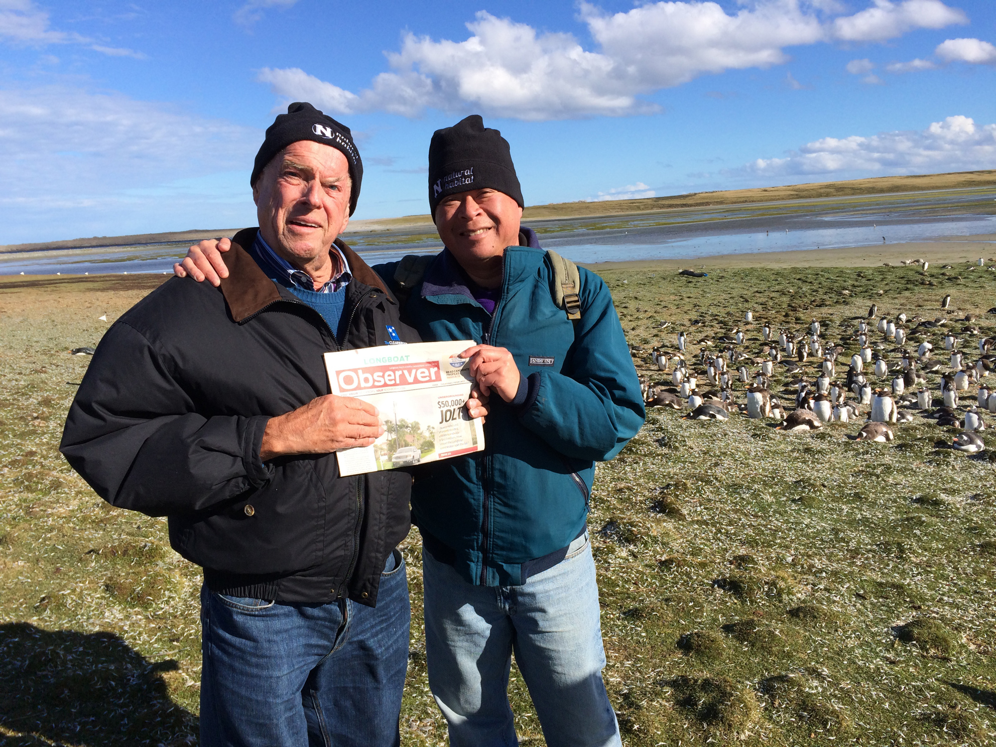Marvin Kocian and Dean Congbalay visited hundreds of penguins at the Falkland Islands. During the Longboat residents’ cruise from Santiago to Buenos Aires, they rounded Cape Horn and took in a tango show.