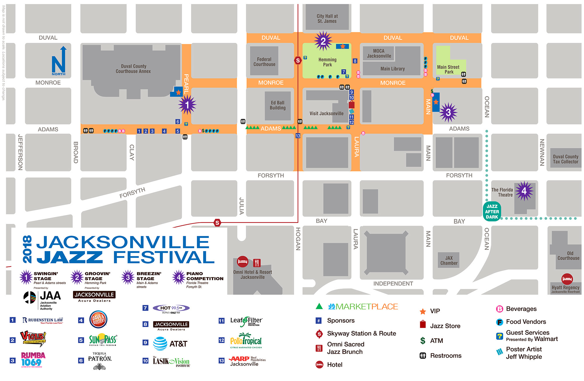 A map of the Jacksonville Jazz Festival activities.