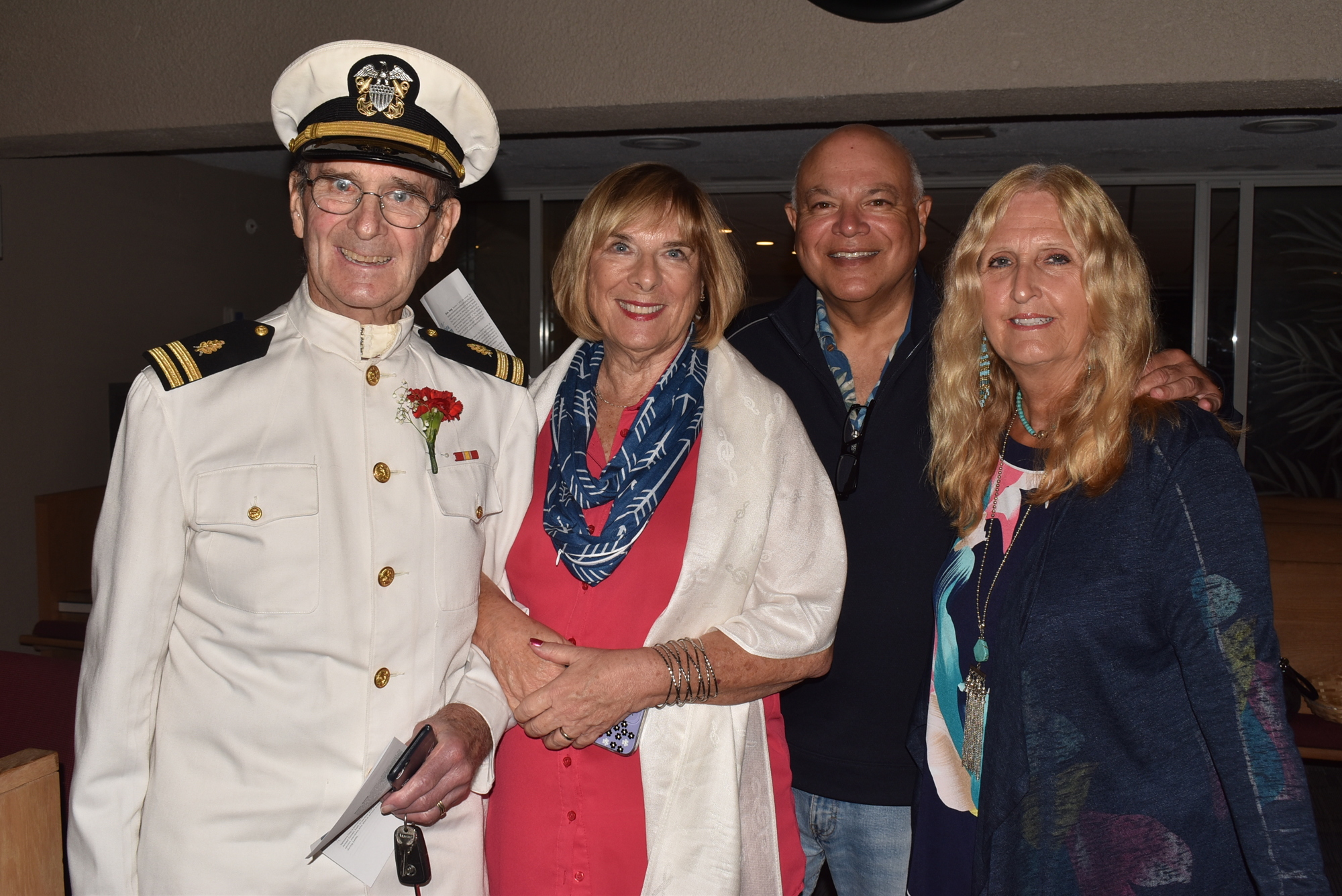 Navy veteran Bill Evanko with Valerie Evanko and Roy and Donna Brown at Longboat Island Chapel.