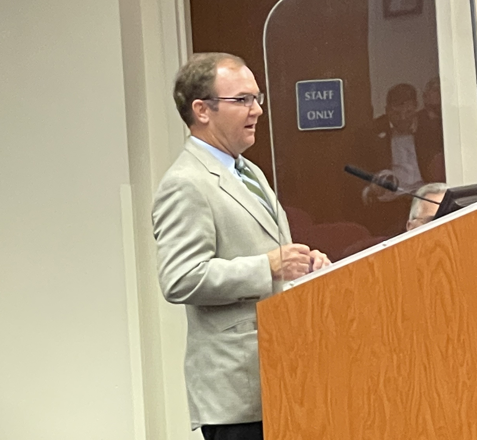 Jeff Wright, an attorney representing CitySwitch, explains the benefits of a proposed 150-foot cell tower to the Manatee County Commission on Dec. 2. It will be constructed on the southeast corner of Lorraine Road and S.R. 64.