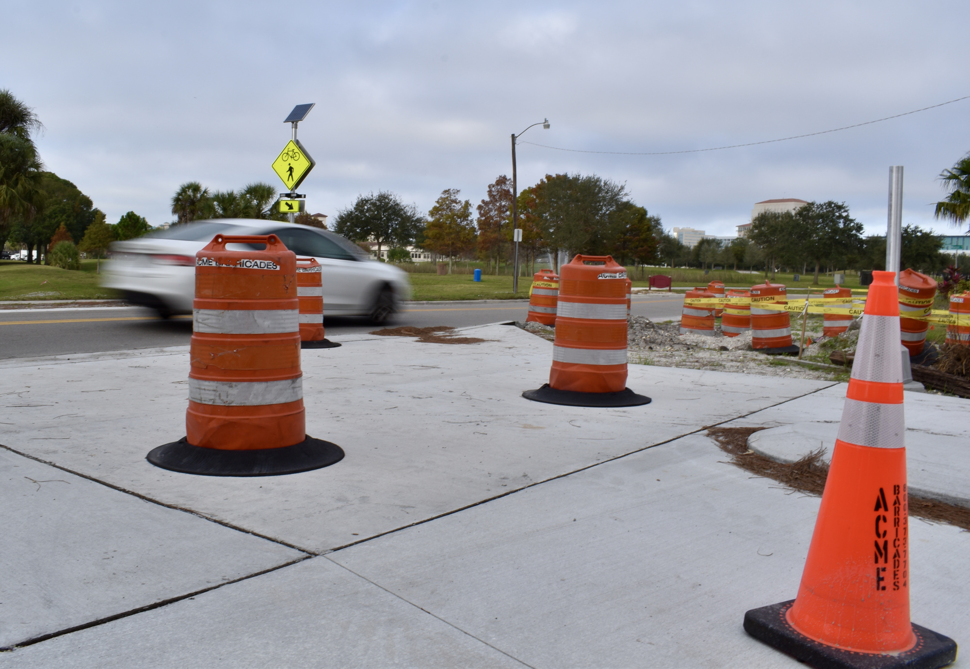 A crossing at School Avenue near the southern end of Payne Park is nearing completion.