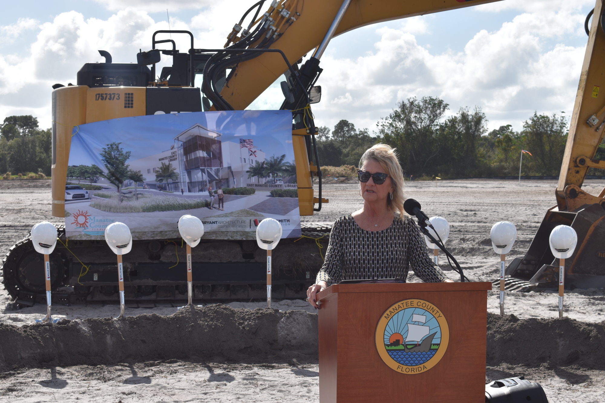 Manatee County Commissioner Vanessa Baugh, who was a driving force behind the East County Library in Lakewood Ranch project, speaks at the groundbreaking ceremony on Dec. 15.