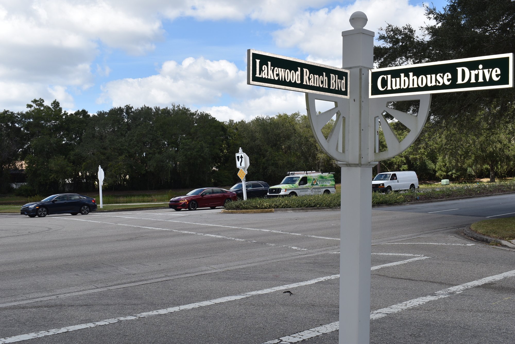 This four-way stop at the intersection of Lakewood Ranch Boulevard and Clubhouse Drive will be replaced by a traffic light later this year.