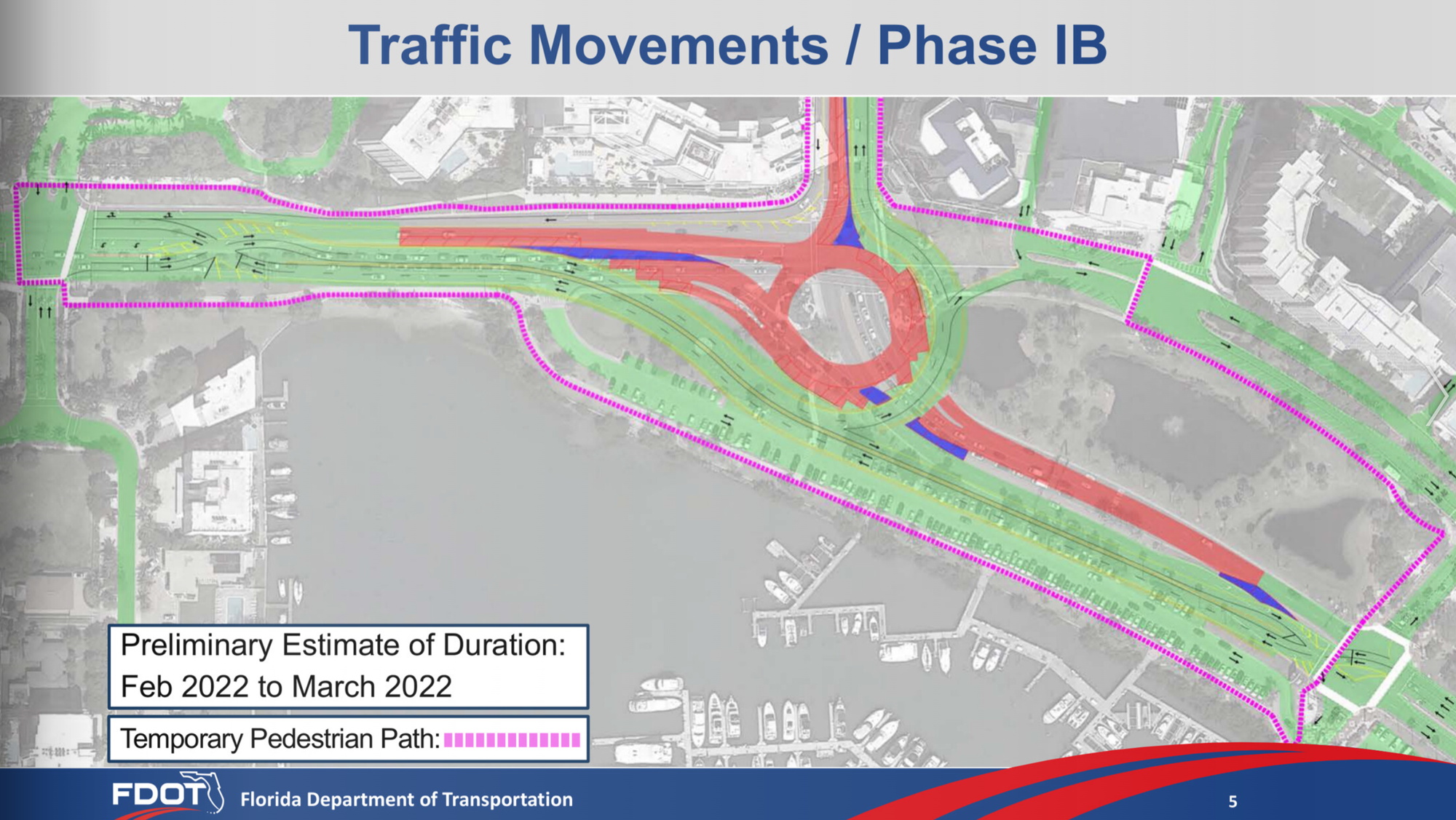FDOT is expected to be in Phase IB of the roundabout project from February to March. Map courtesy of FDOT.
