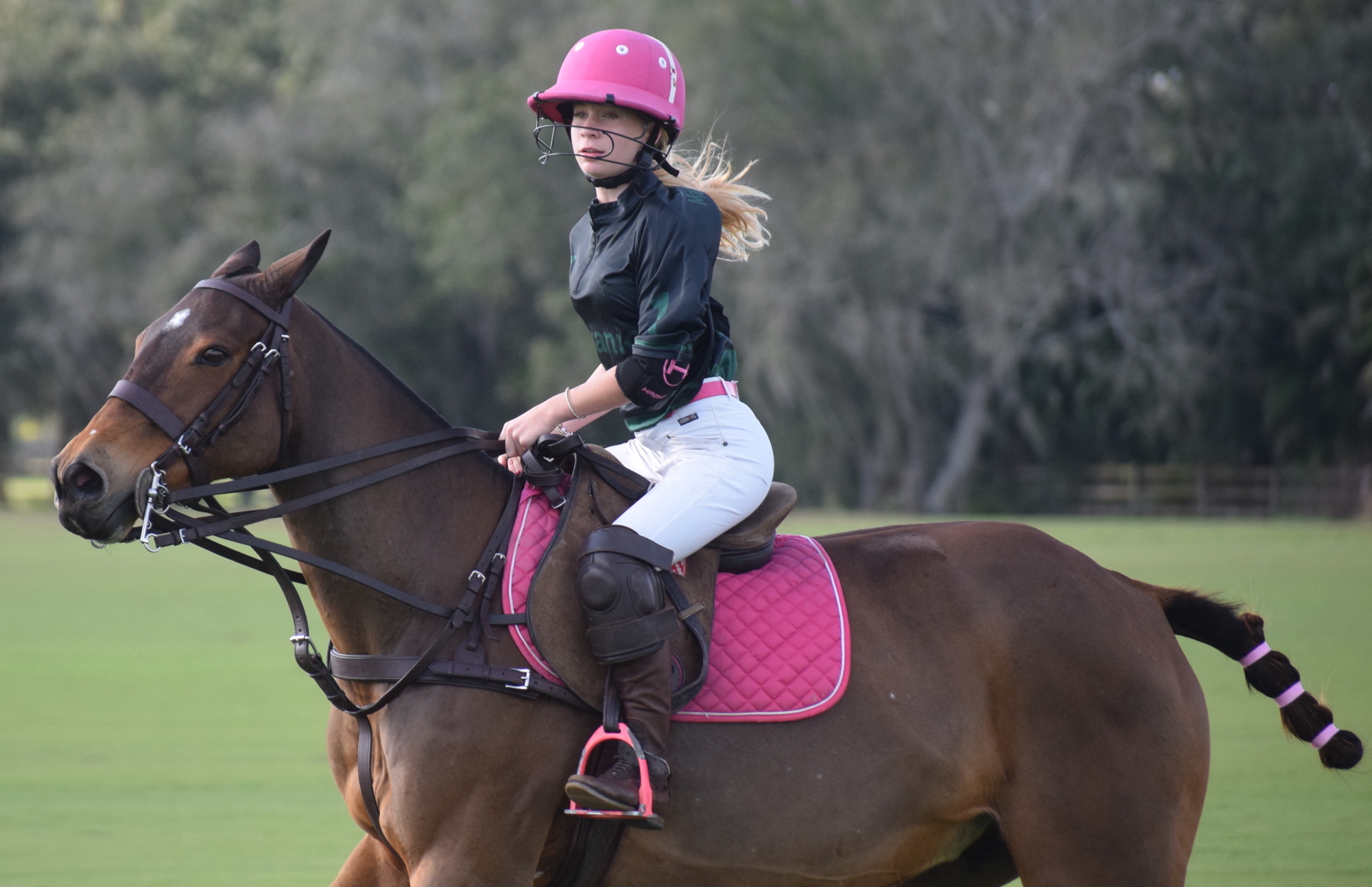 Playing polo could lead to a college career for 13-year-old Hanna Hornung if she continues to play well.