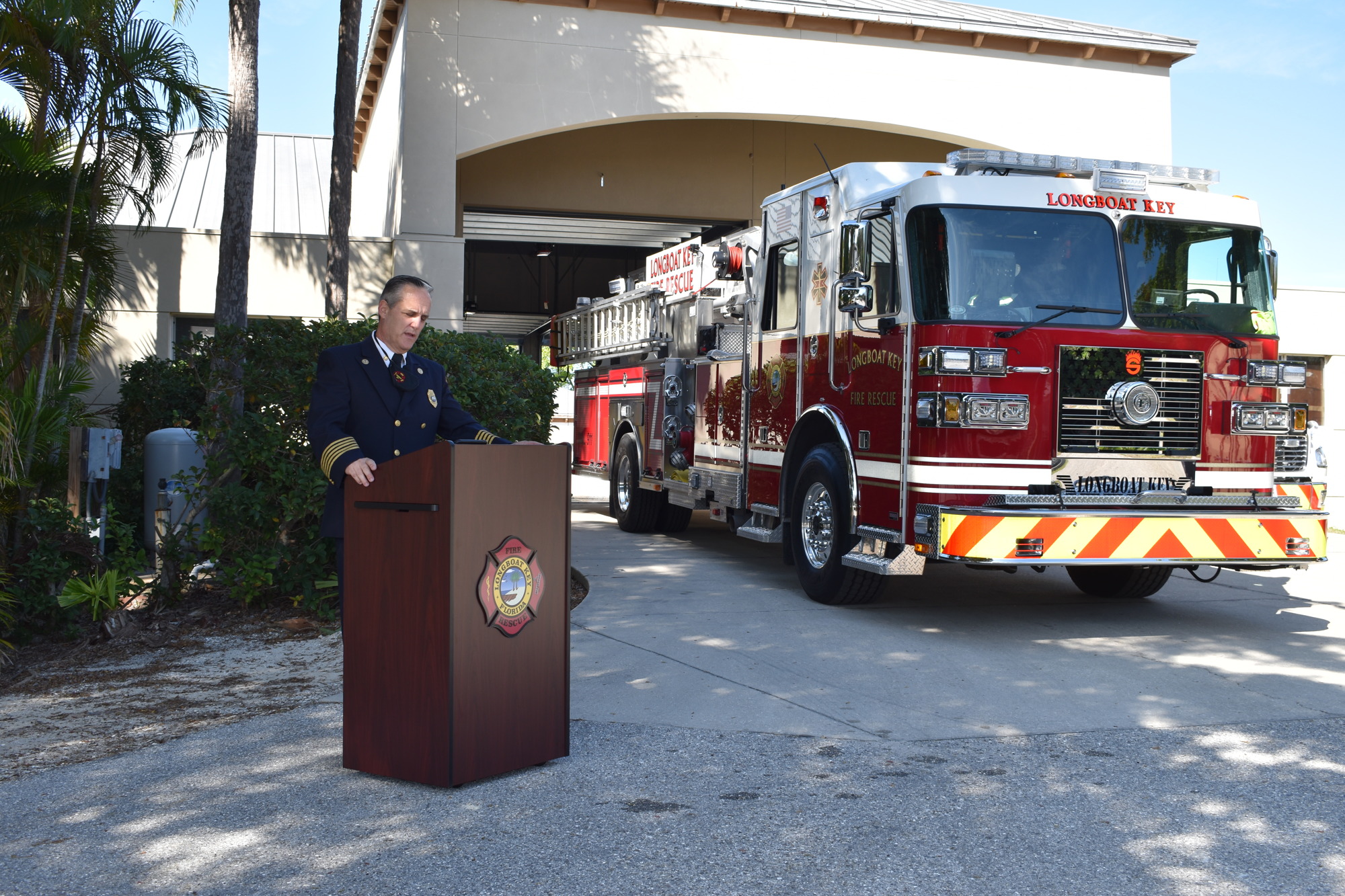 The Longboat Key Fire Rescue Department is due to receive a new fire truck in fiscal year 2025. File photo