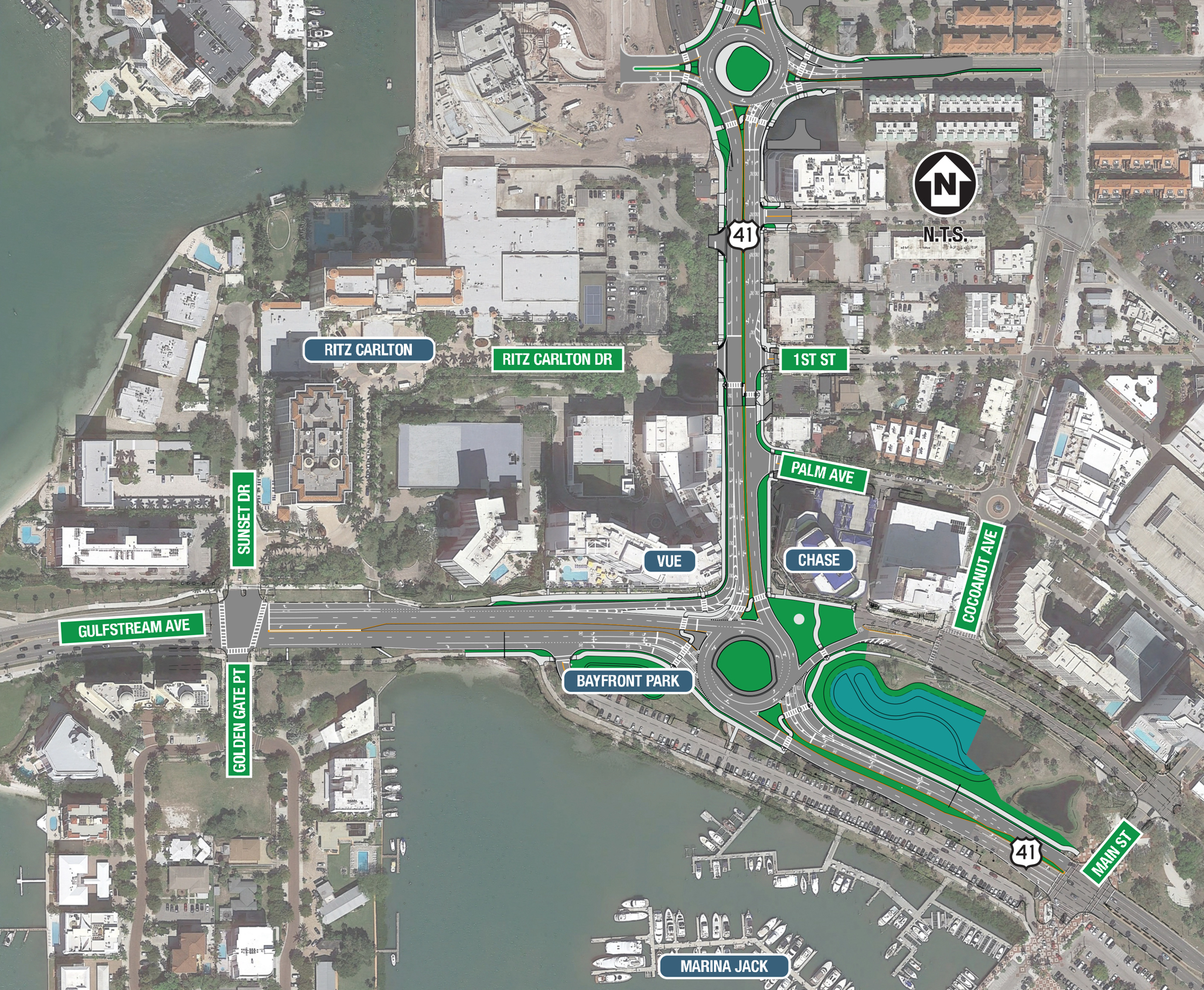 When the roundabout project in Sarasota is complete, traffic will flow from three directions.