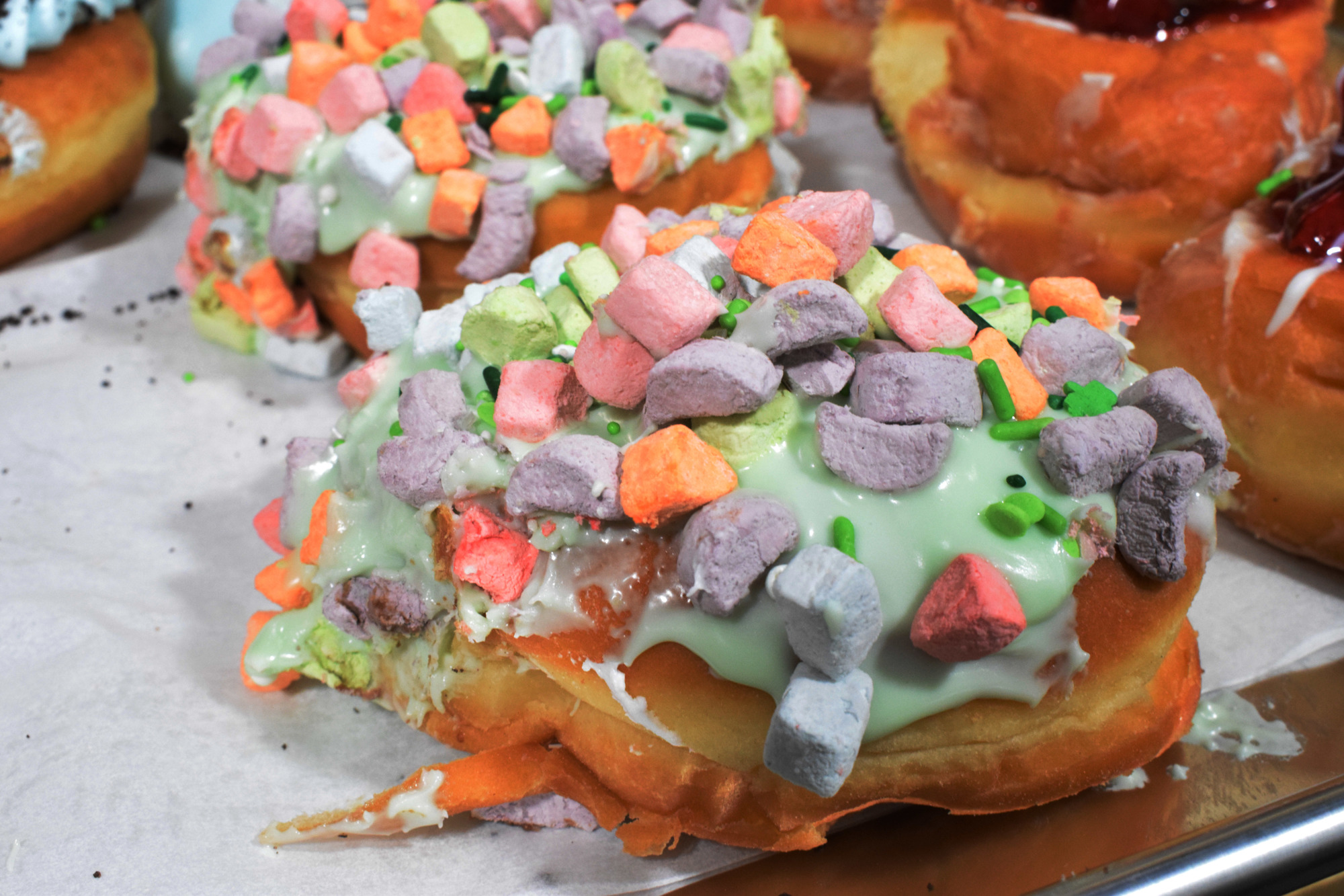 Five-O Donut Co. provides special donuts for holidays, such as the Lucky Charm donut for St. Patrick's Day.