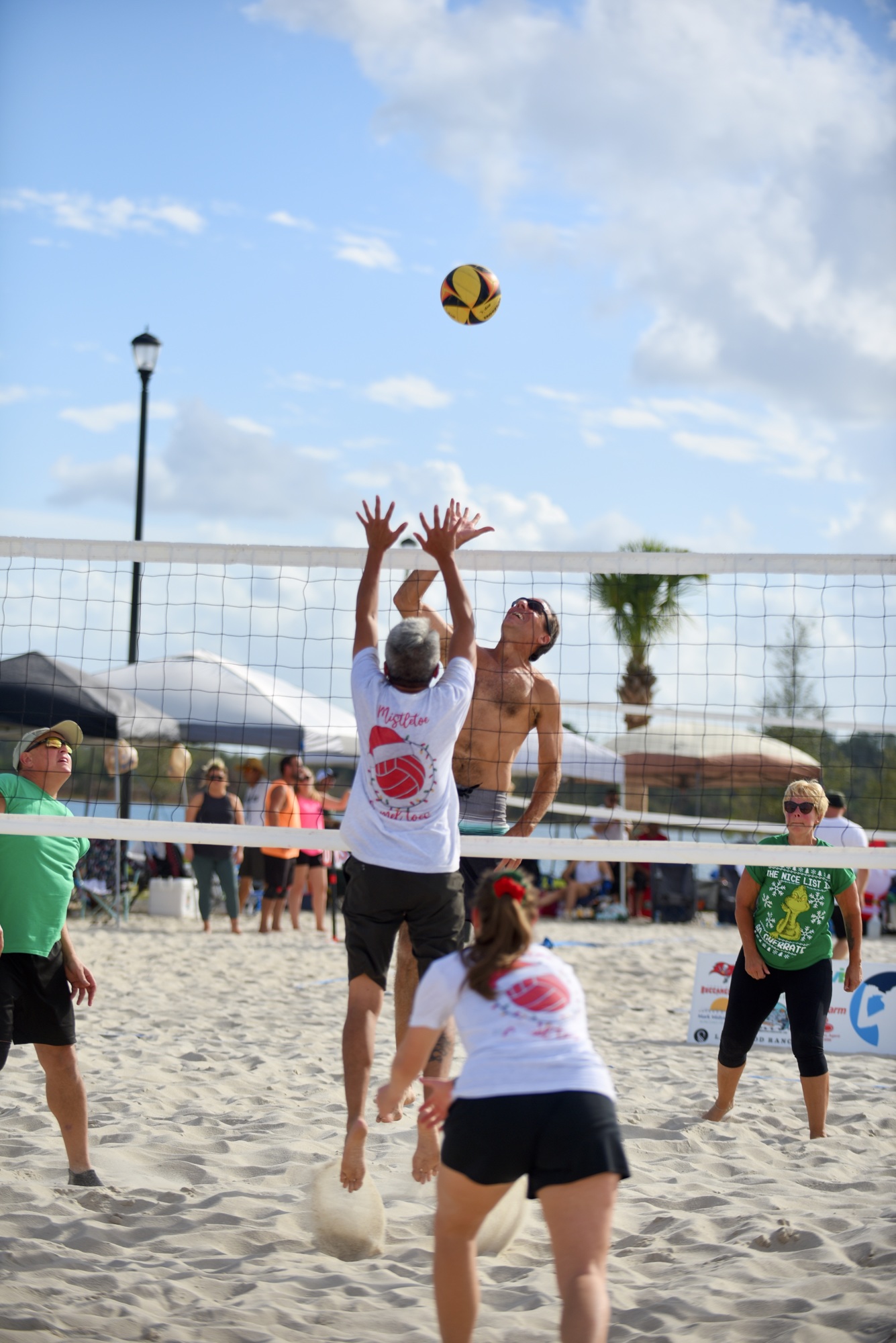 Players and spectators showed up in droves for MVP Sports and Social Club’s Holiday Volleyball Tournament at Waterside Place: 180 players participated in the tourney, and more than 50 people showed up to watch.