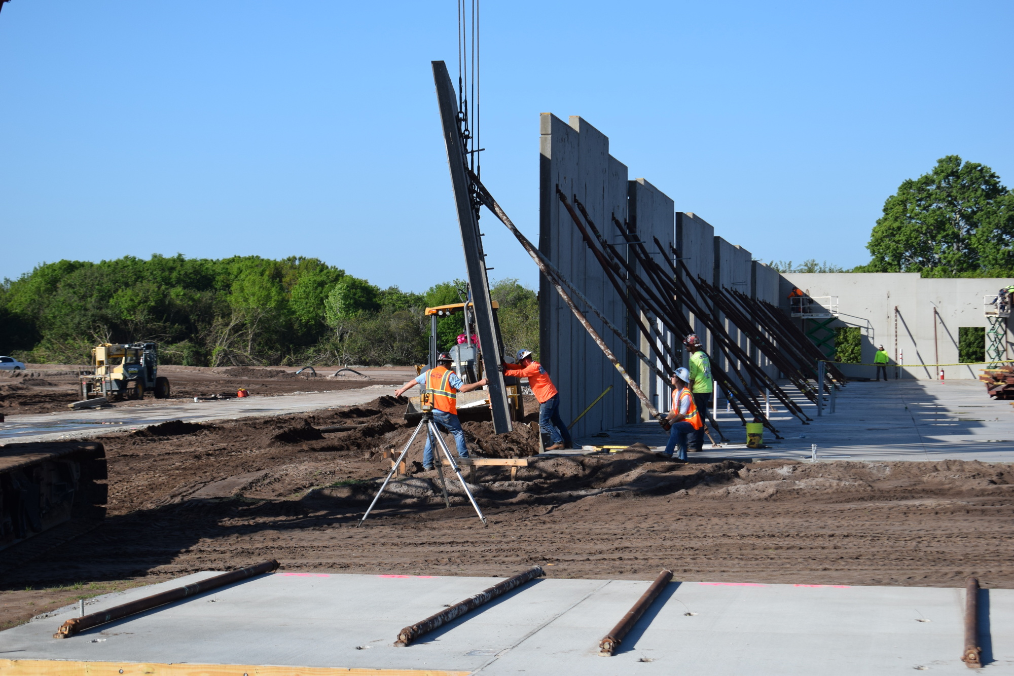 In March, workers put sections of the walls of Lakewood Ranch Preparatory Academy into place.