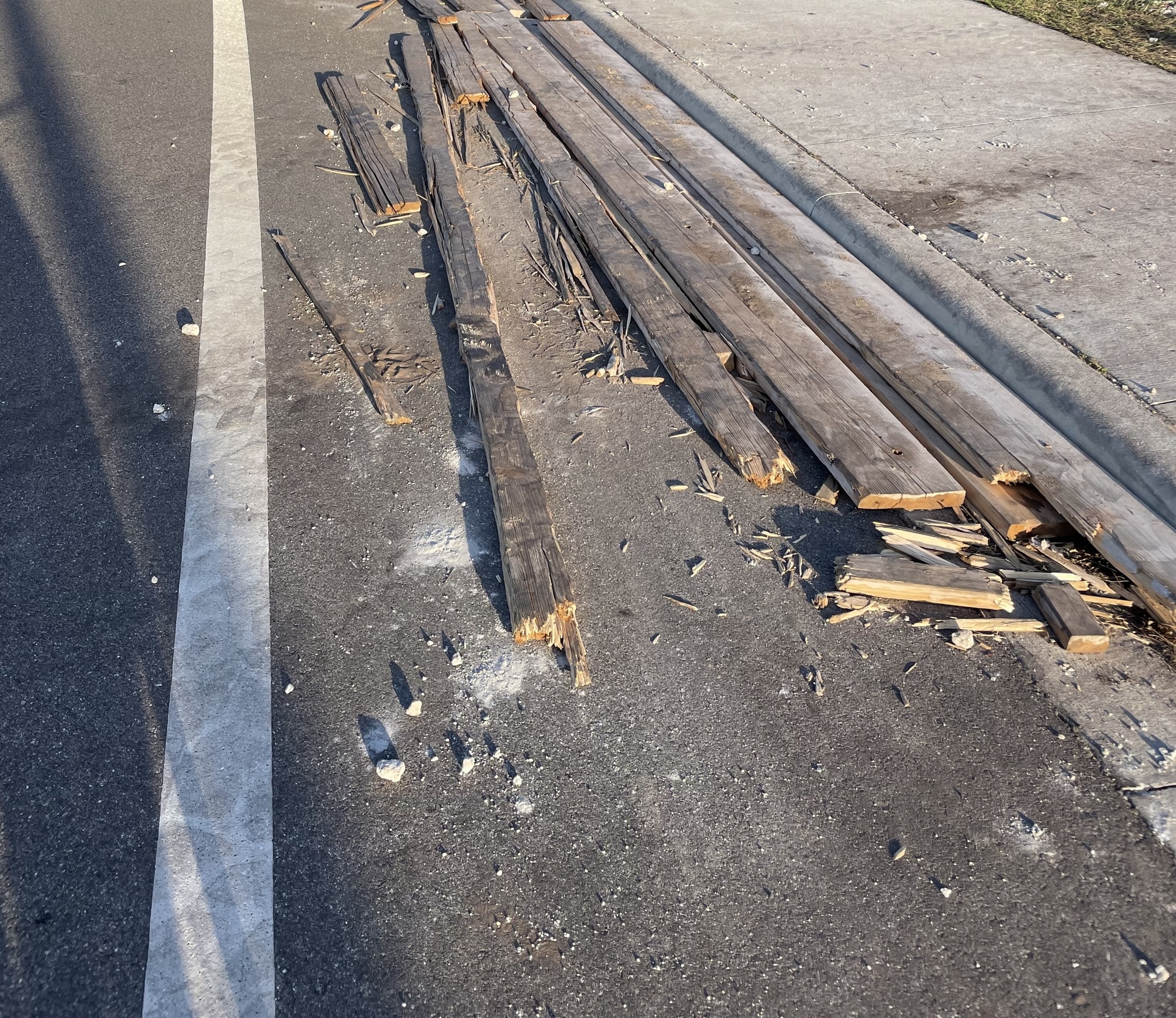 Rich Weinstock said that on the morning of April 20, he saw this series of boards in the bike lane on the far south length of Lakewood Ranch Boulevard near the roundabouts. Courtesy photo.
