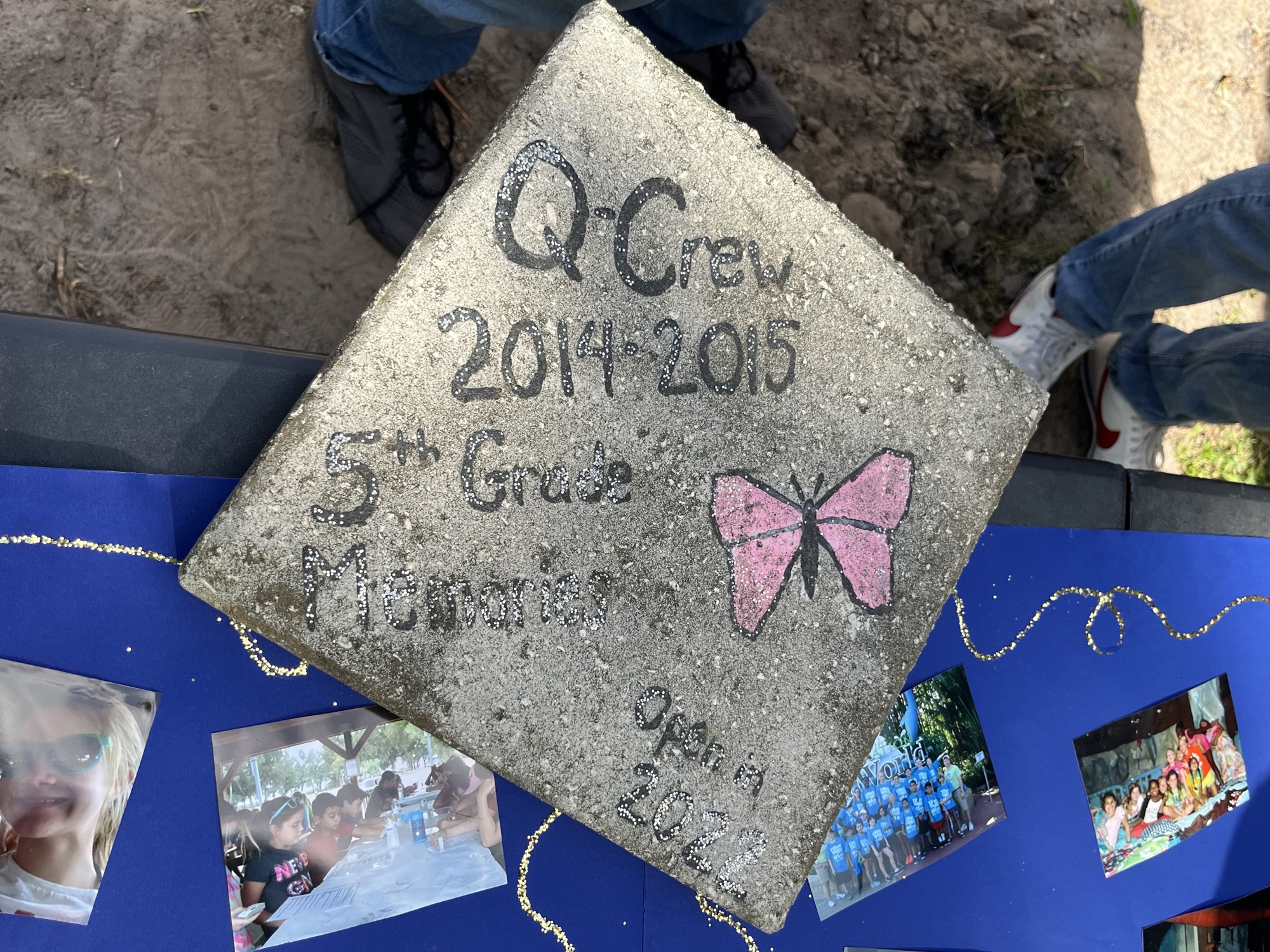 Although Audrey Quale, the teacher of the fifth grade class, couldn't find the time capsule, she has the stone on display for her students to see.