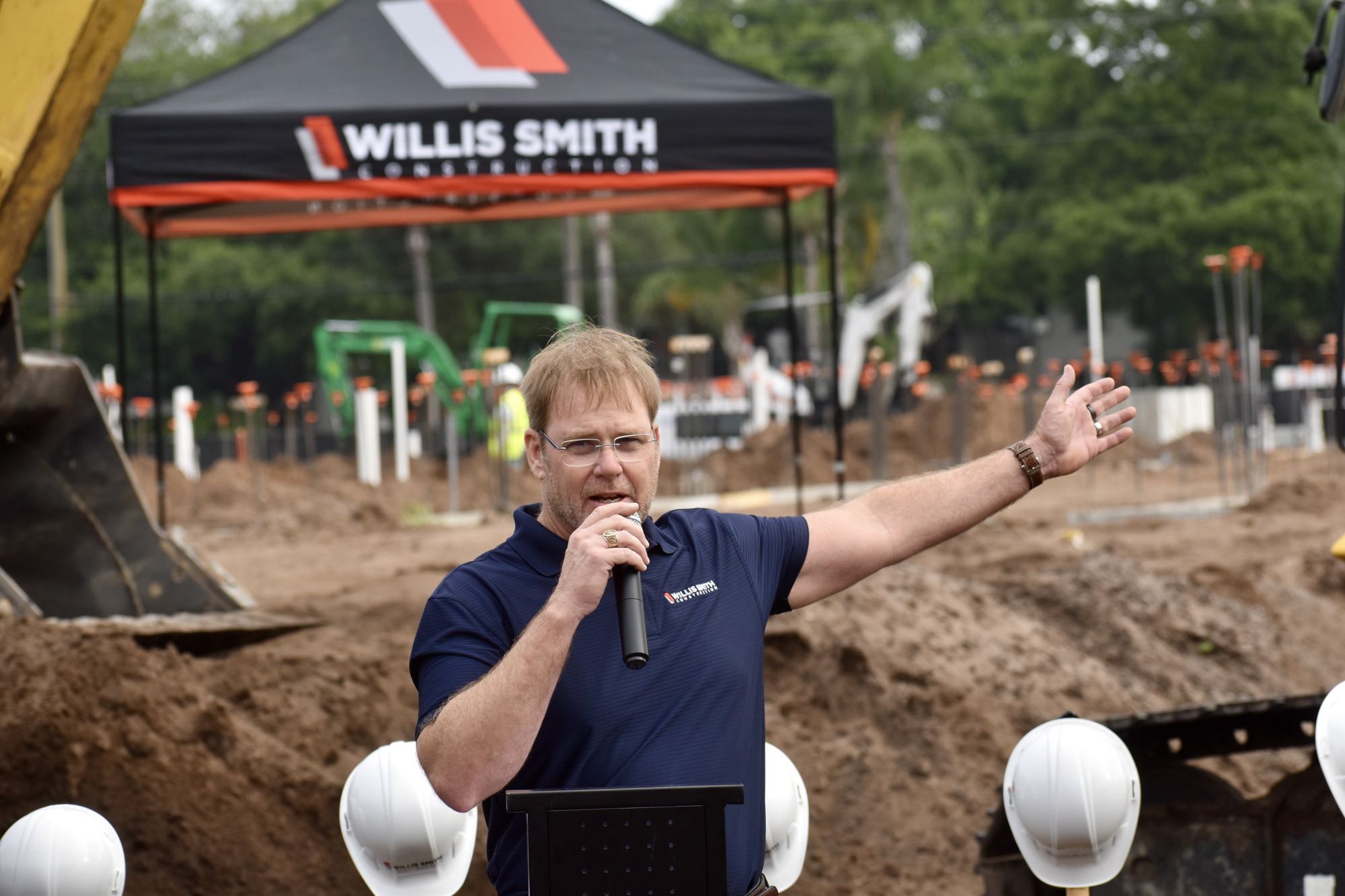John LaCivita of Willis Smith Construction speaks to the gathered crowd at Thursday's ceremony.